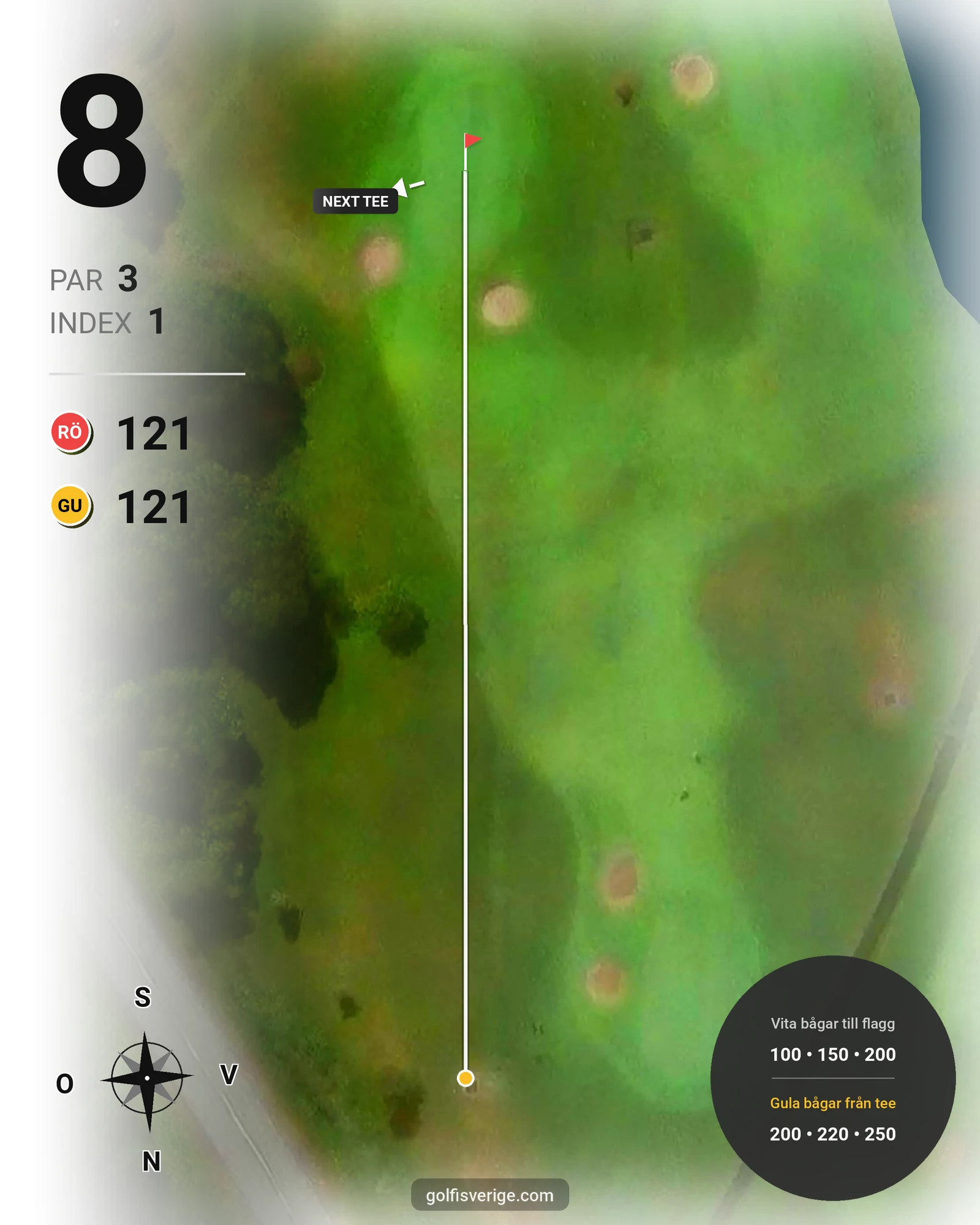 Banguide Korthålsbanan på Kungsbacka Golfklubb - Hål 8 karta