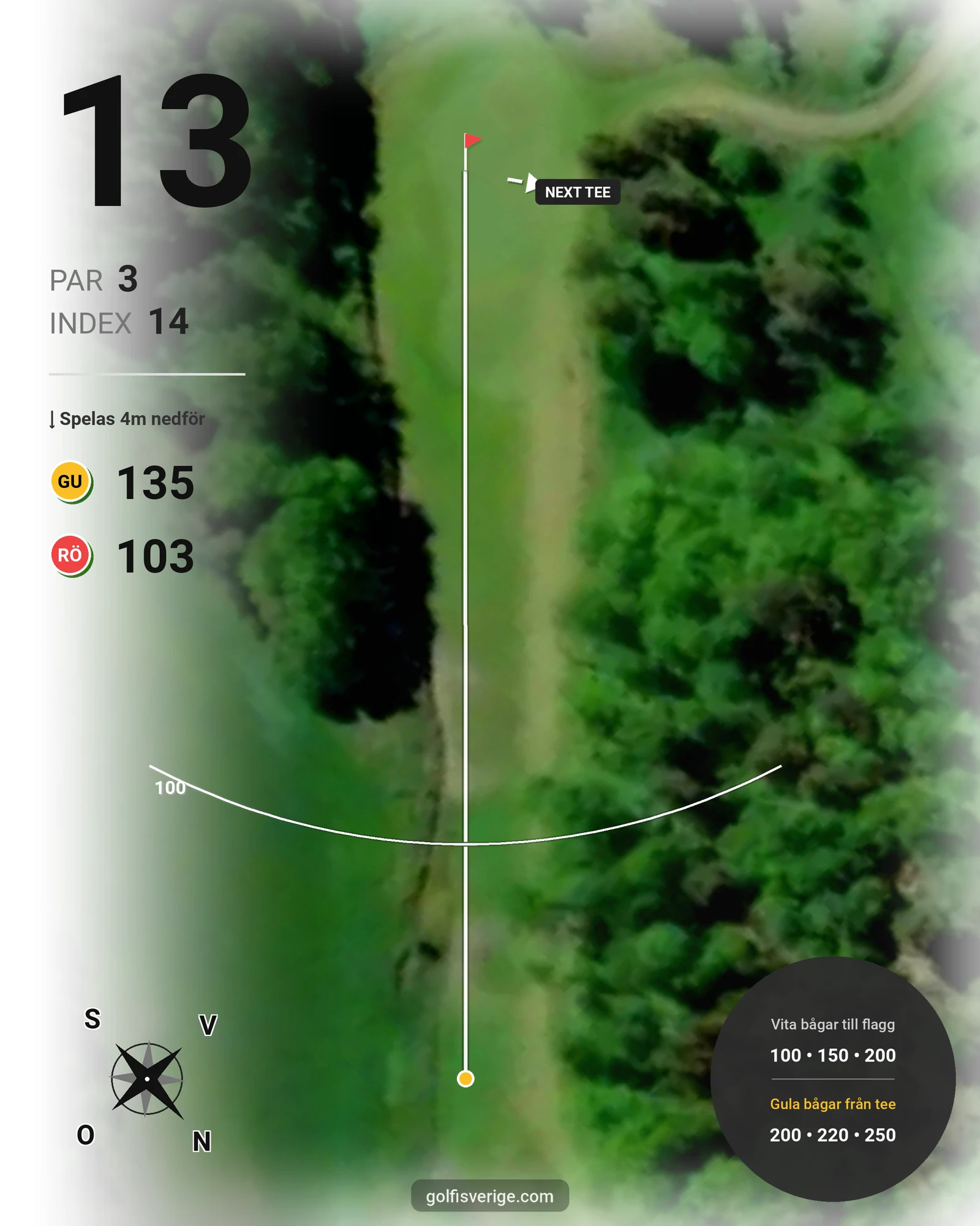Banguide Läckö Golfklubb på Läckö Golfklubb - Hål 13 karta