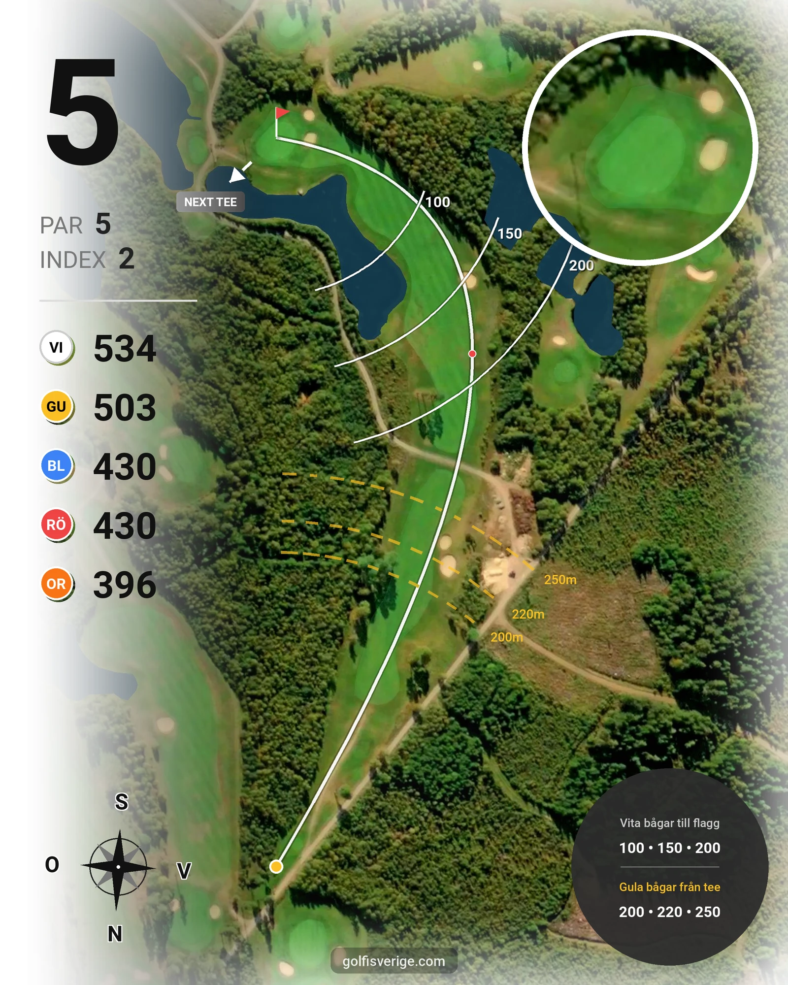 Banguide 18-hålsbanan på Lagans Golfklubb - Hål 5 karta