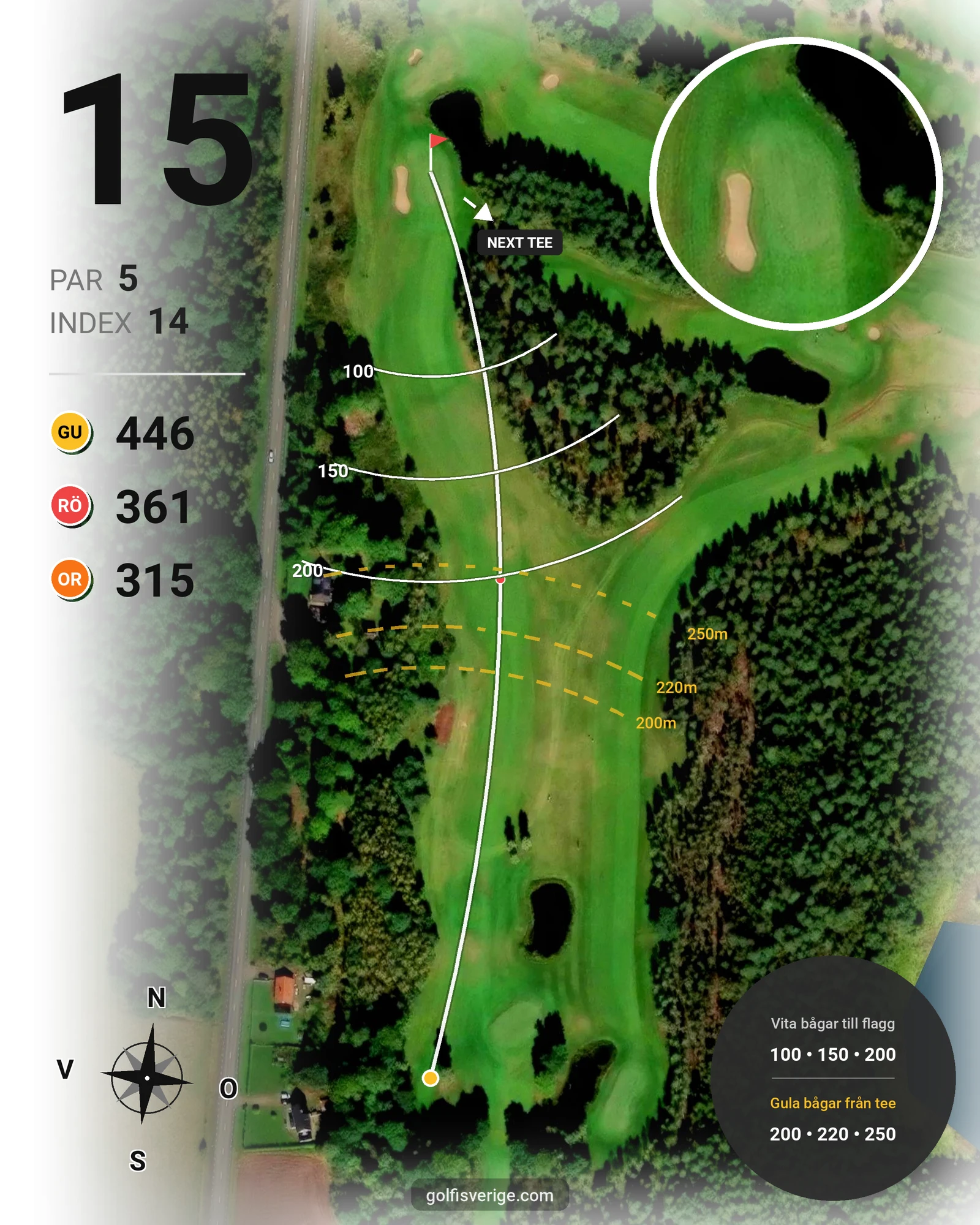 Banguide 2. STEGAN 9-hålsbanan på Laholms Golfklubb - Hål 15 karta