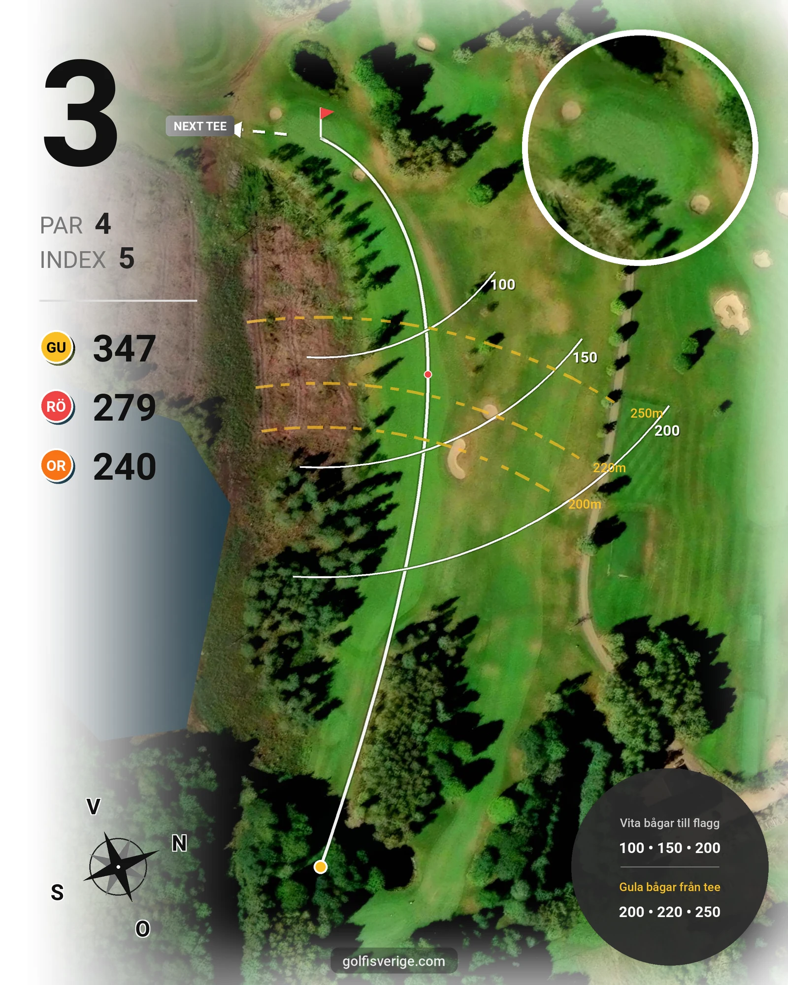 Banguide 2. STEGAN 9-hålsbanan på Laholms Golfklubb - Hål 3 karta