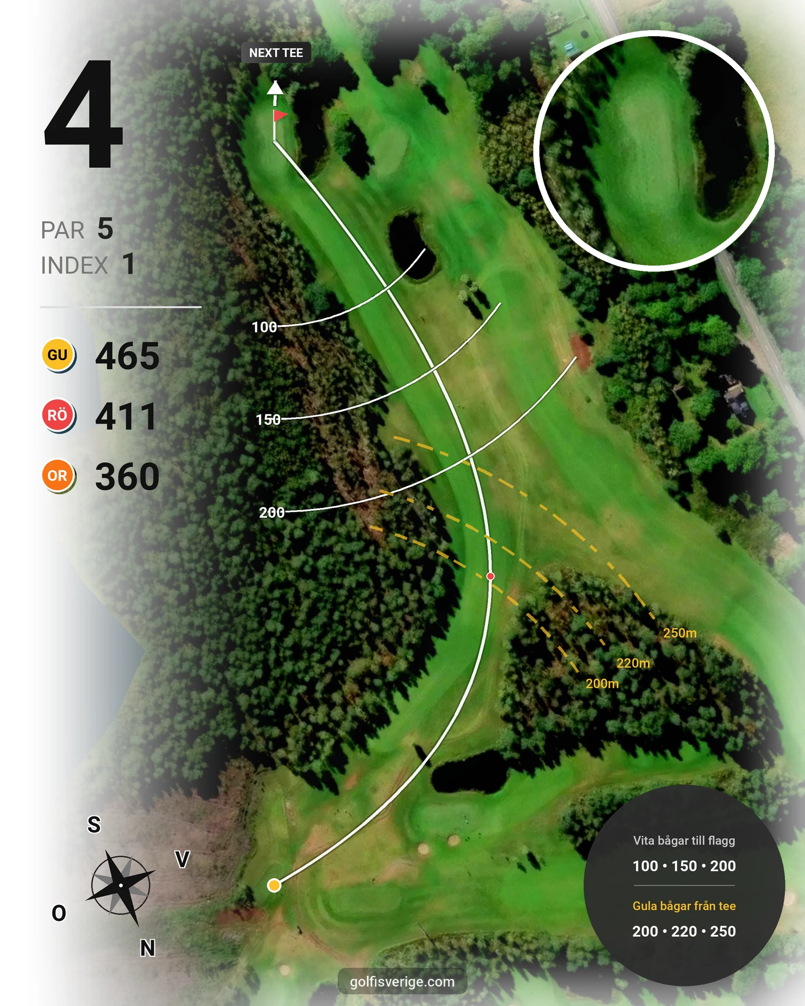 Banguide 2. STEGAN 9-hålsbanan på Laholms Golfklubb - Hål 4 karta