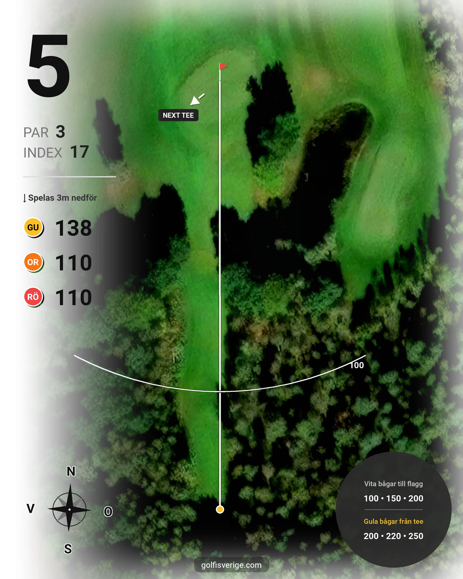 Banguide 2. STEGAN 9-hålsbanan på Laholms Golfklubb - Hål 5 karta