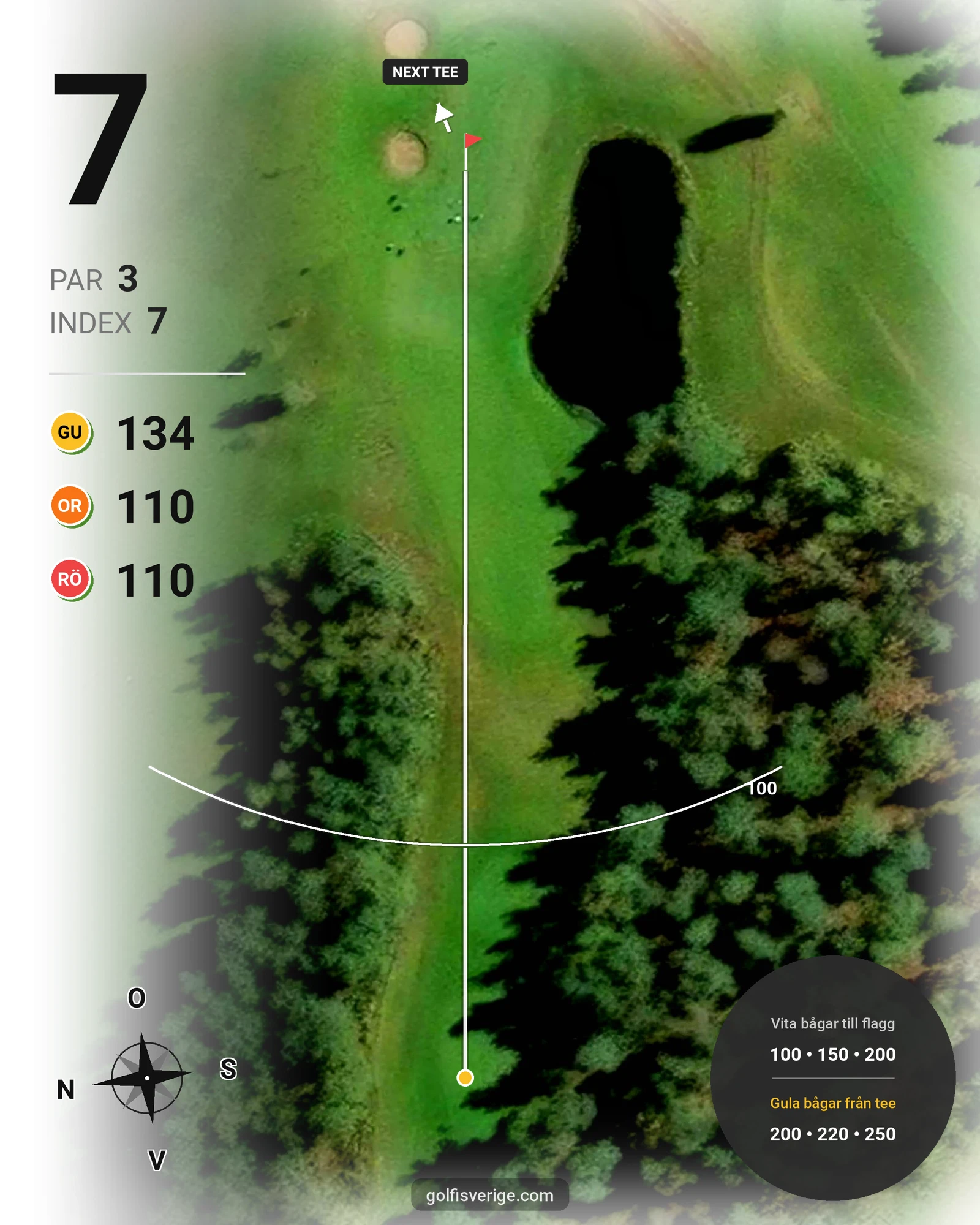 Banguide 2. STEGAN 9-hålsbanan på Laholms Golfklubb - Hål 7 karta
