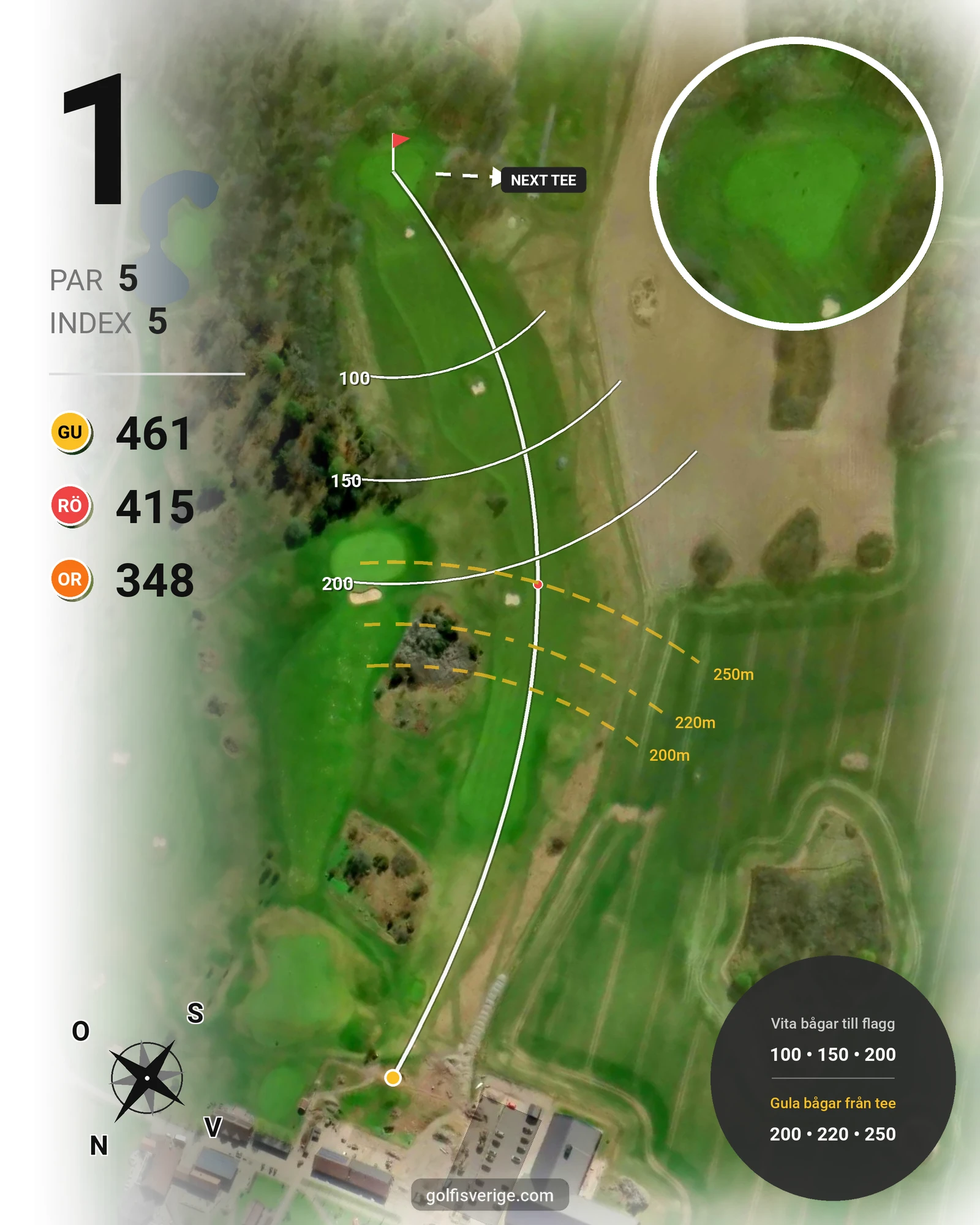 Banguide Classic på Landeryds Golfklubb - Hål 1 karta