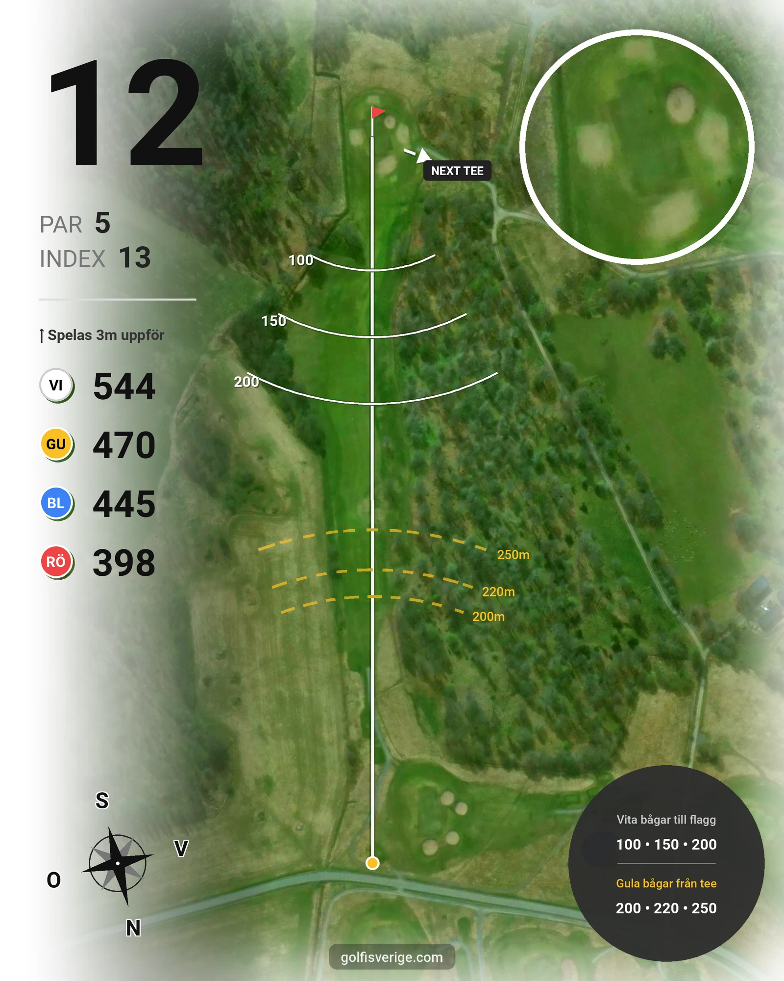Banguide Vesterby Links på Landeryds Golfklubb - Hål 12 karta