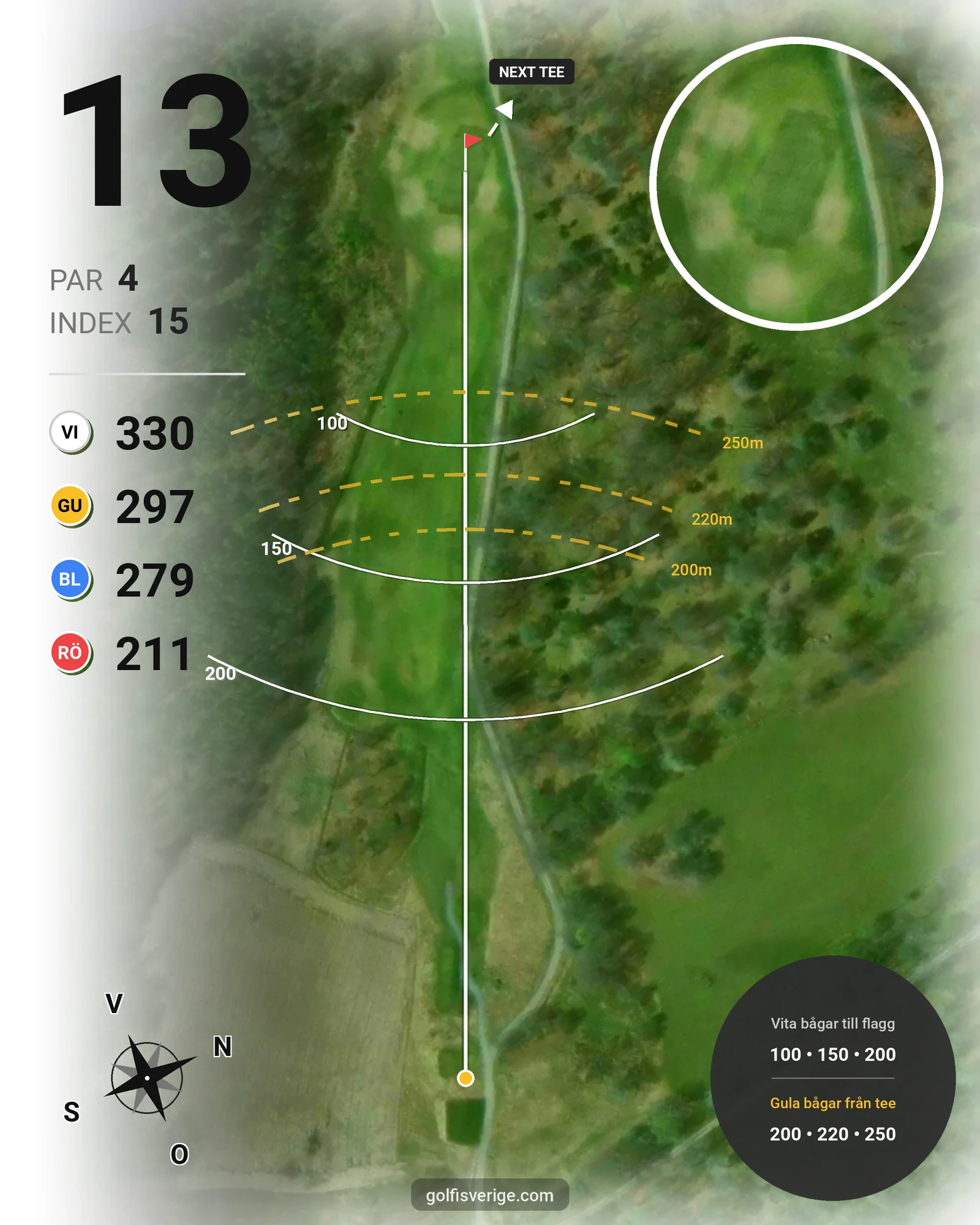Banguide Vesterby Links på Landeryds Golfklubb - Hål 13 karta