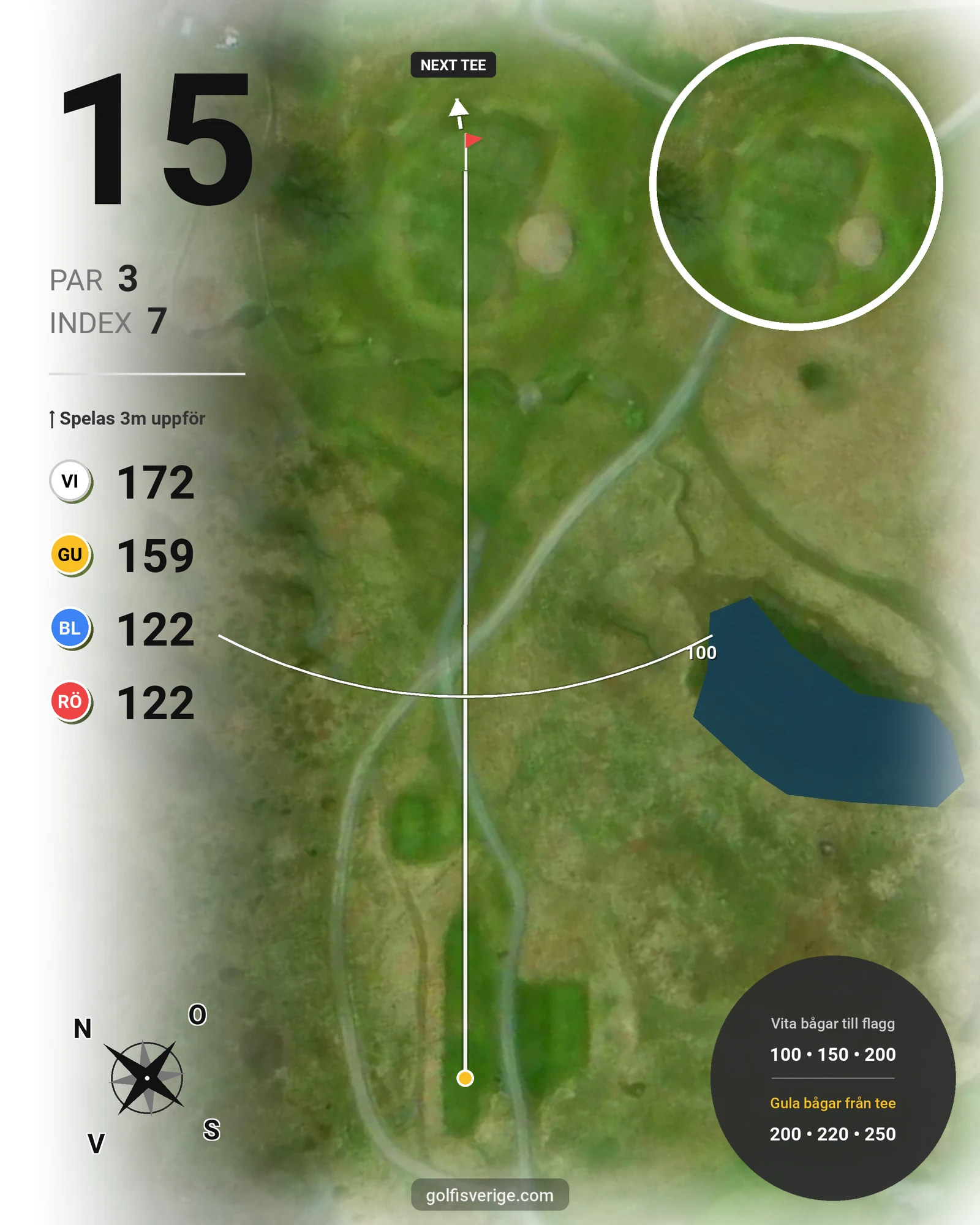 Banguide Vesterby Links på Landeryds Golfklubb - Hål 15 karta