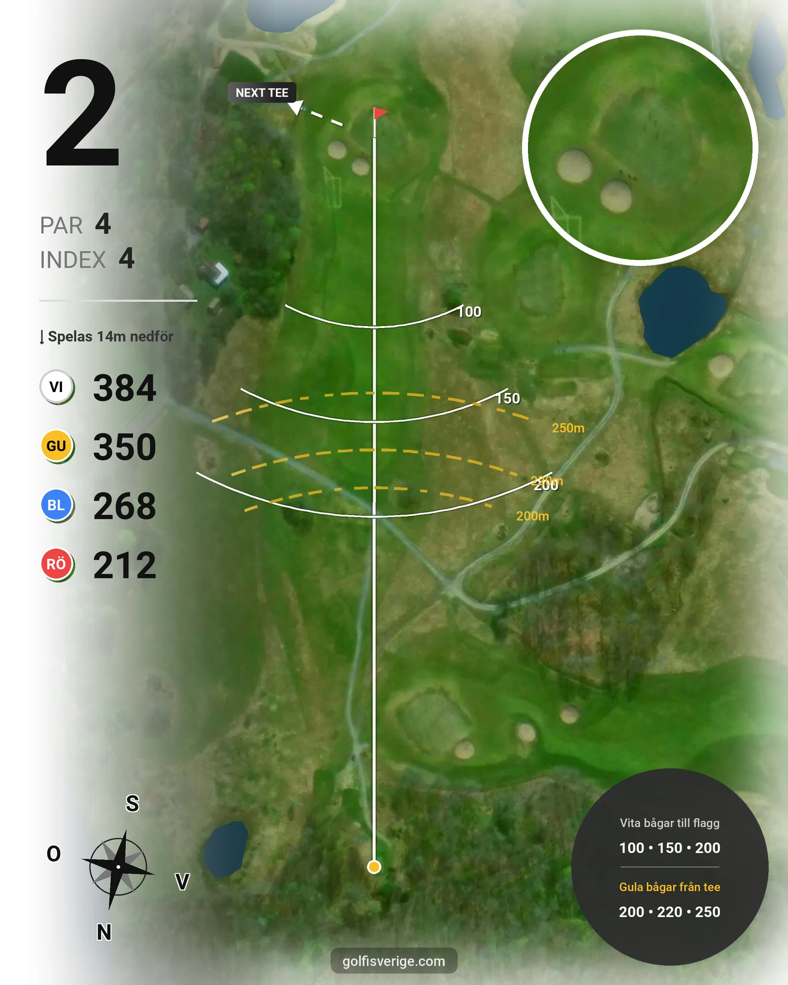 Banguide Vesterby Links på Landeryds Golfklubb - Hål 2 karta