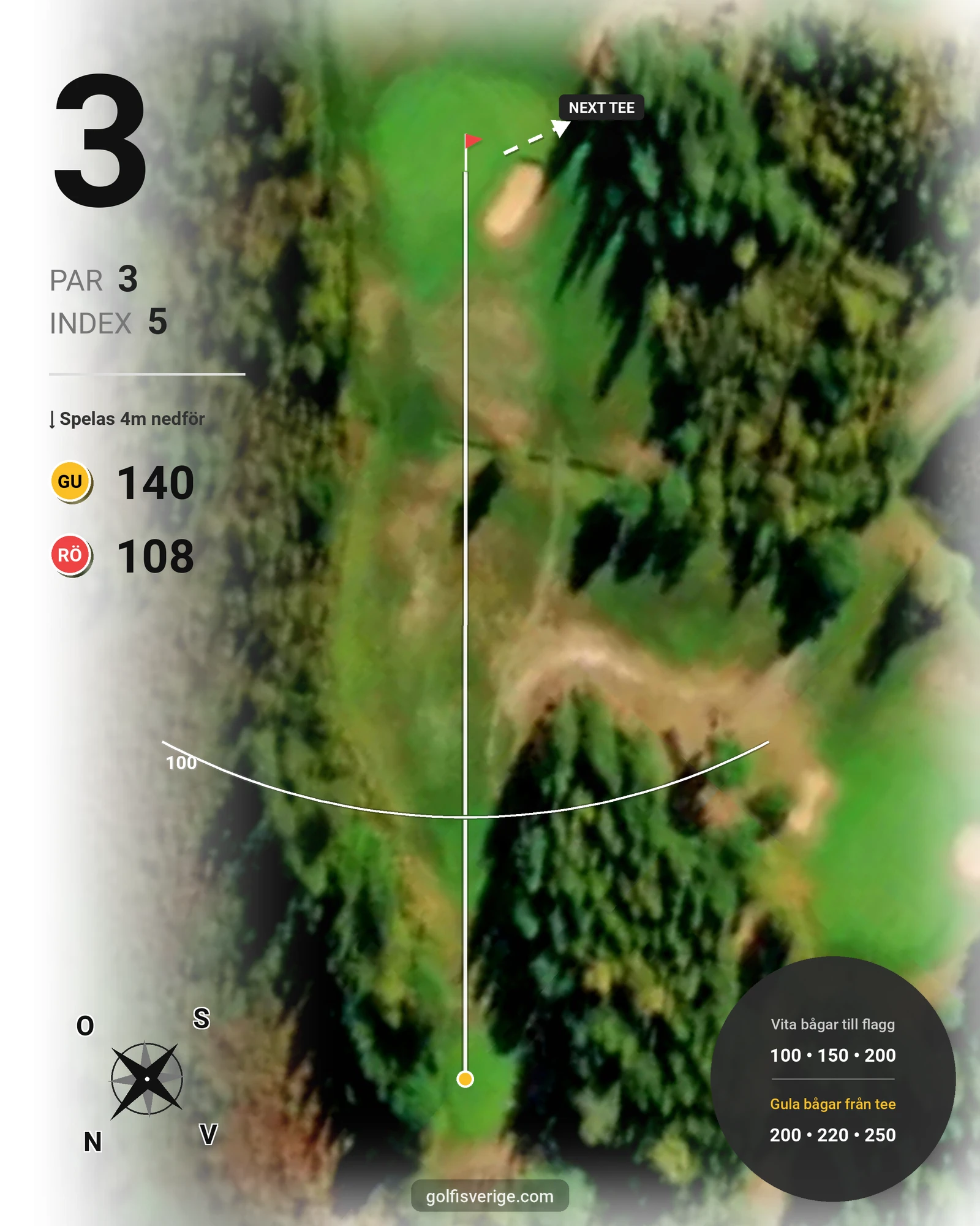 Banguide Ängavattnet på Lanna Golfklubb - Hål 3 karta