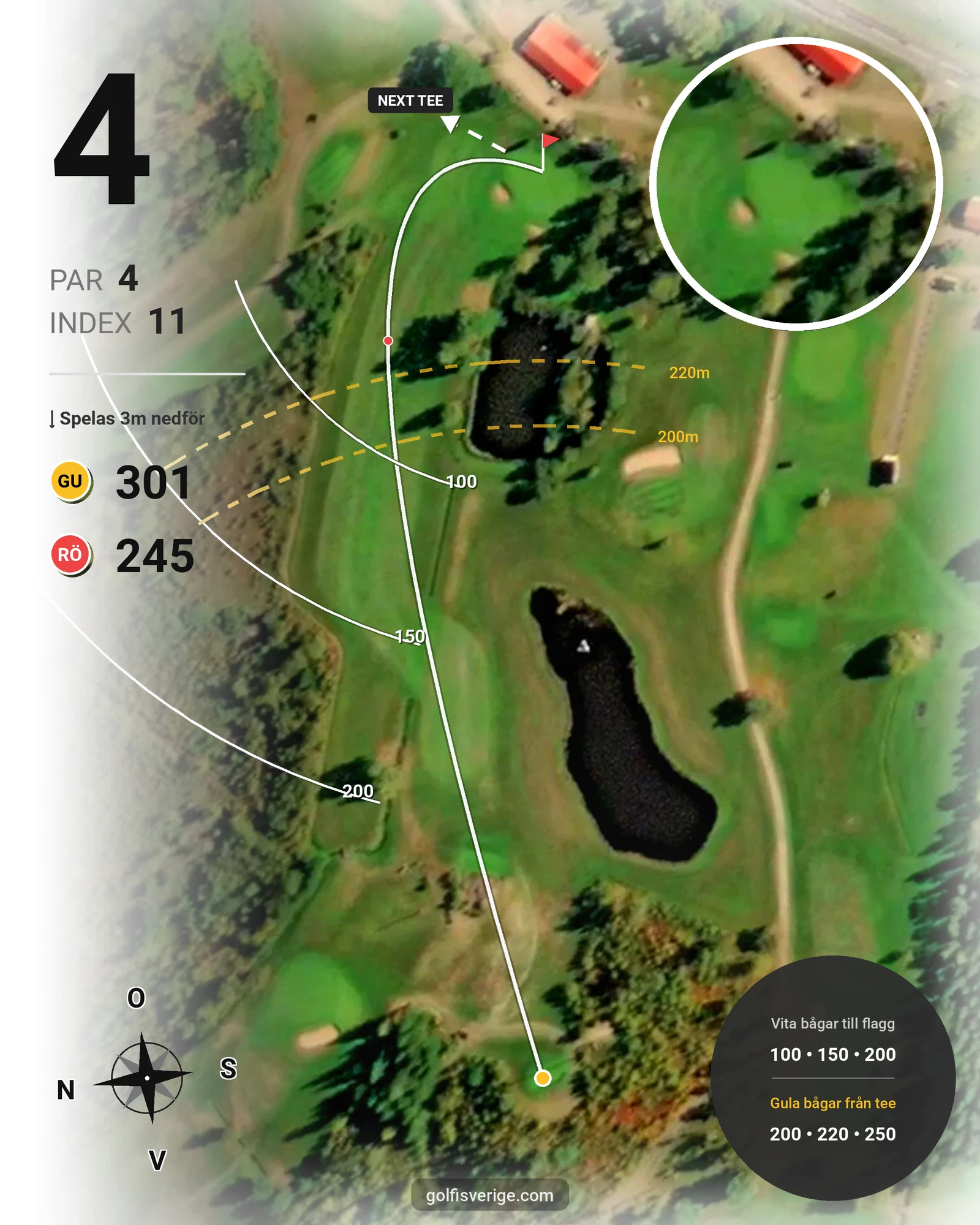 Banguide Ängavattnet på Lanna Golfklubb - Hål 4 karta