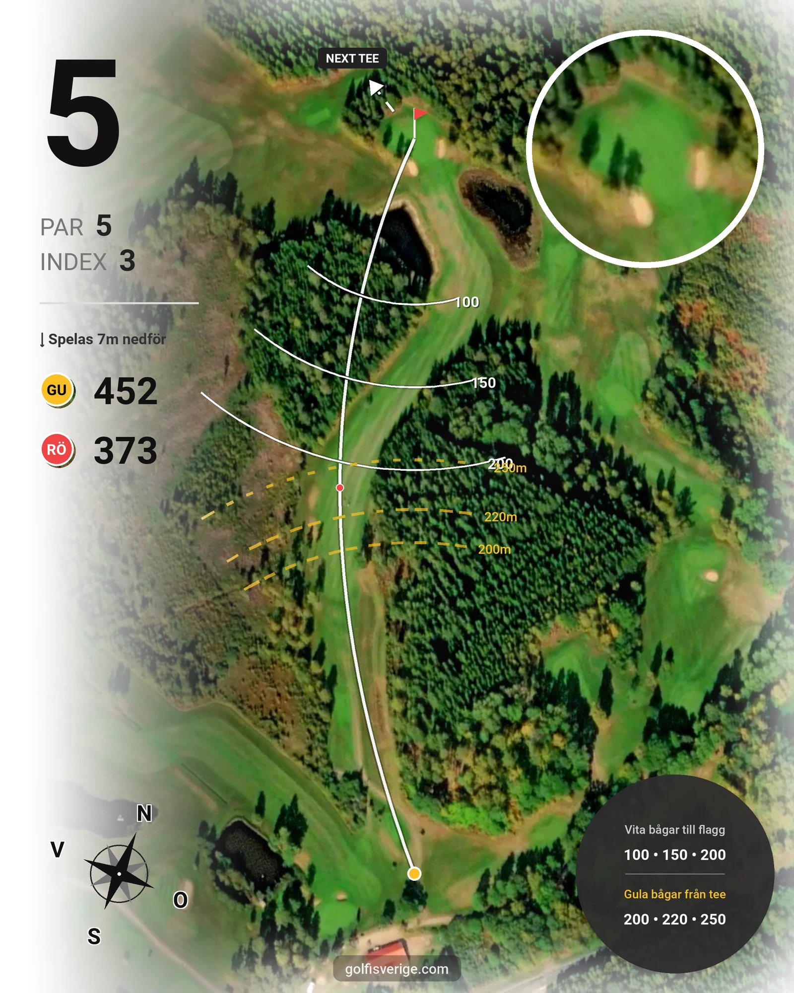 Banguide Ängavattnet på Lanna Golfklubb - Hål 5 karta