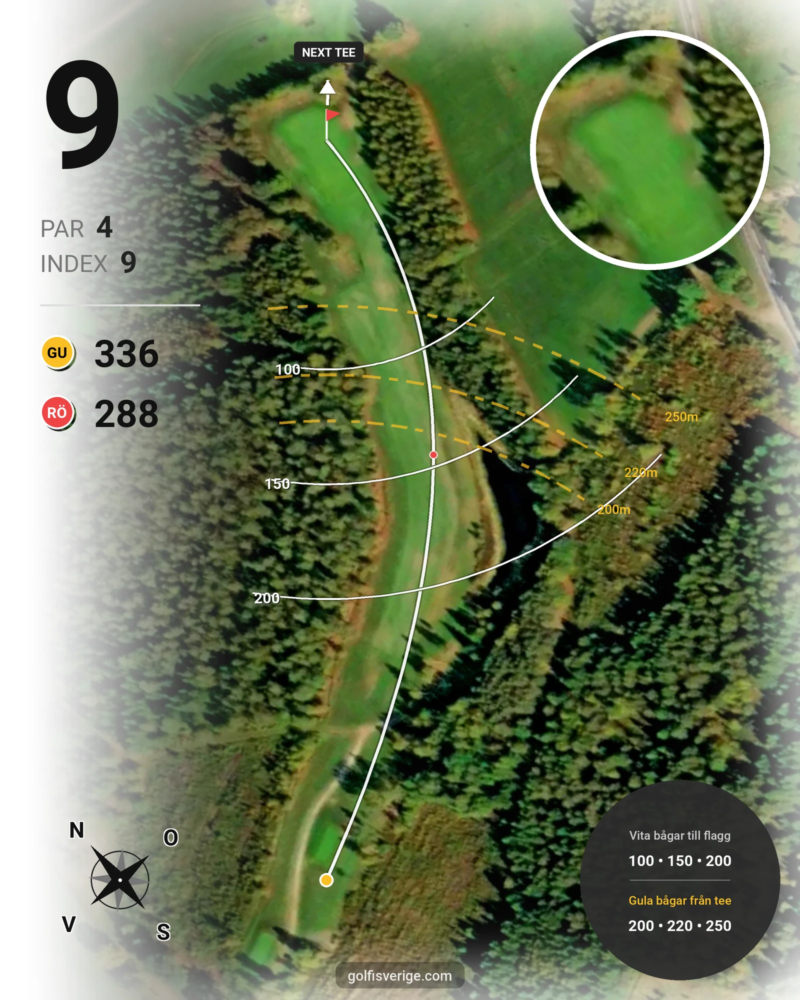 Banguide Ängavattnet på Lanna Golfklubb - Hål 9 karta