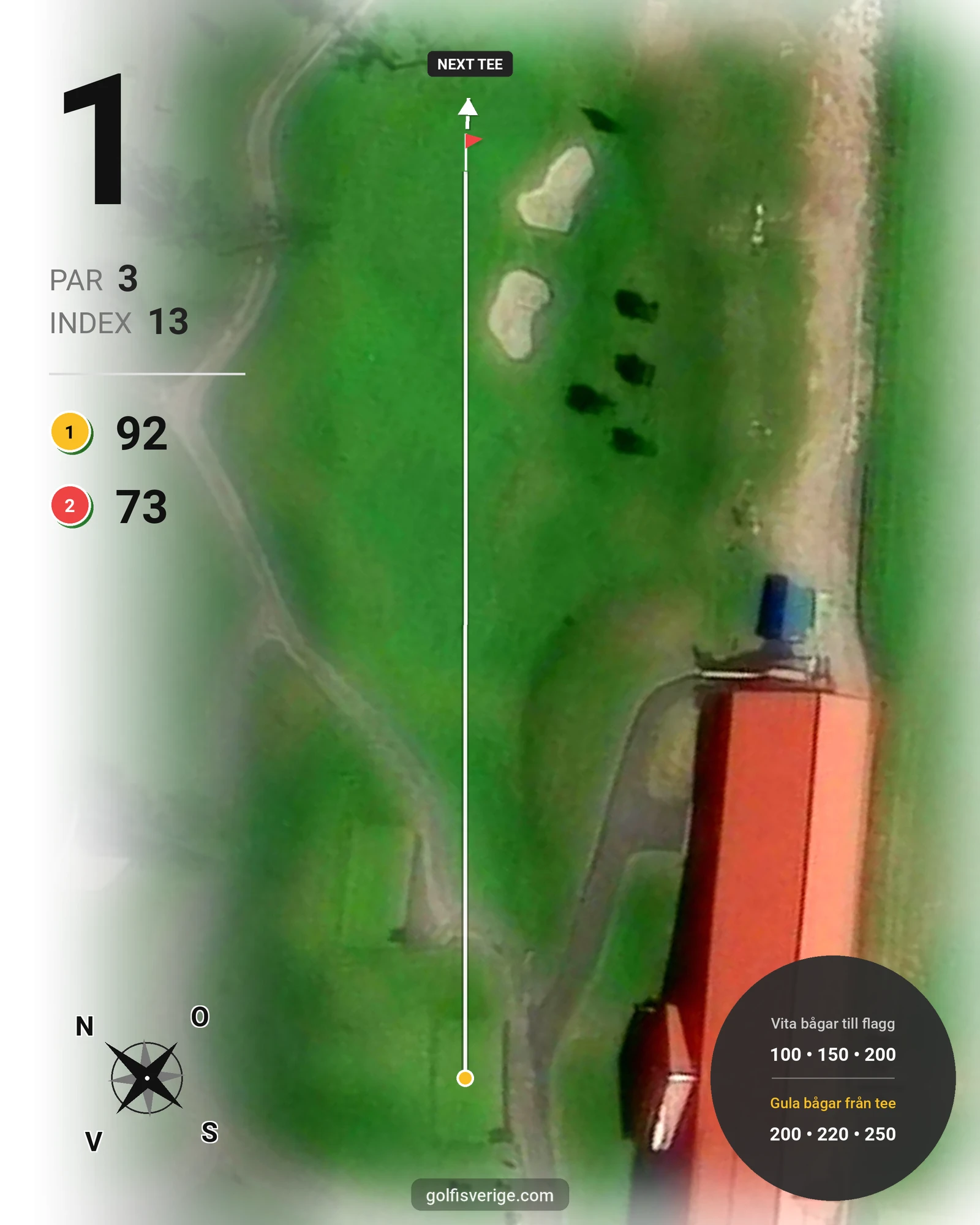 Banguide Par 3 banan på Lannalodge Golfresort - Hål 1 karta
