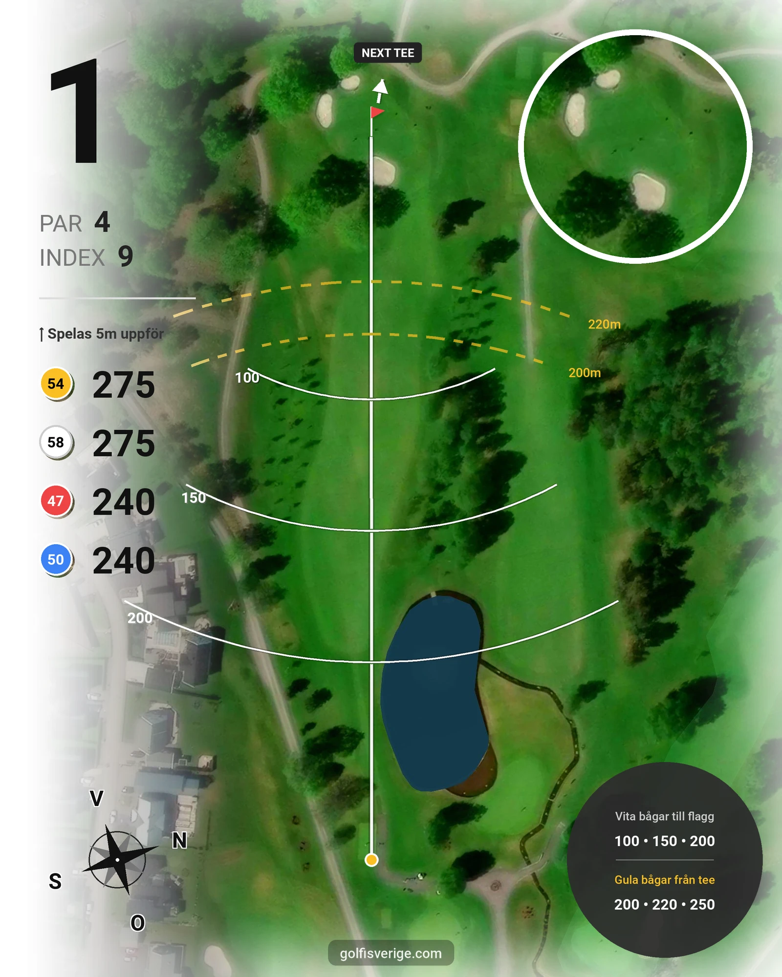 Banguide 18-hålsbanan på Lannalodge Golfresort - Hål 1 karta