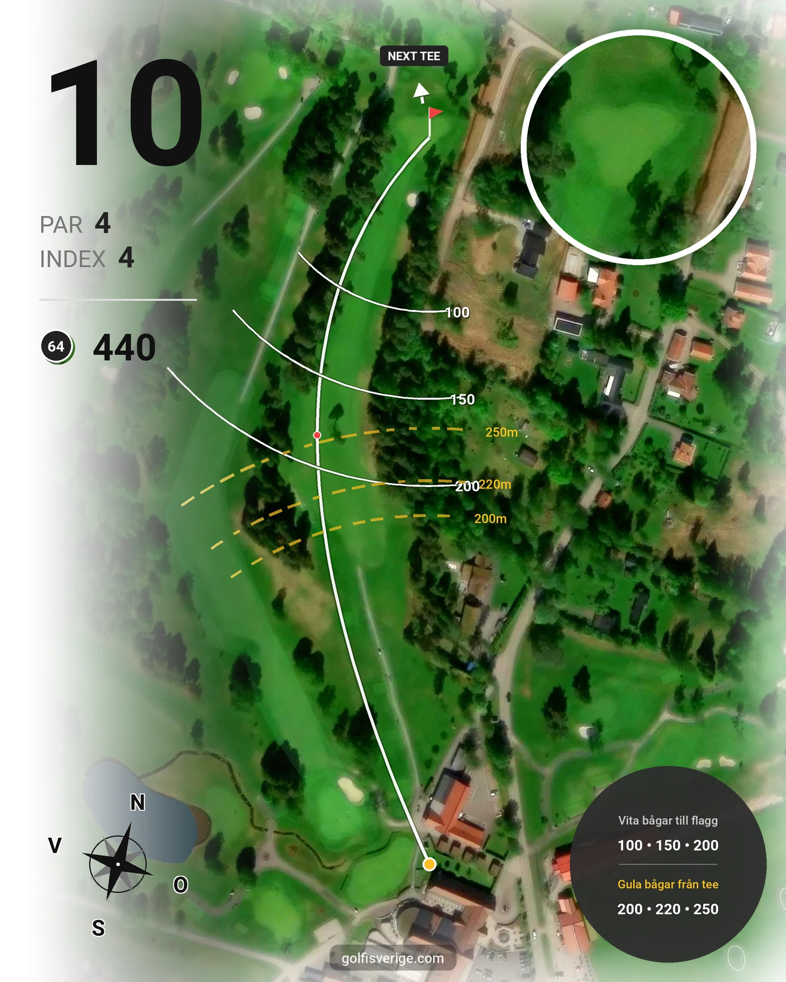 Banguide Tee 64 banan på Lannalodge Golfresort - Hål 10 karta