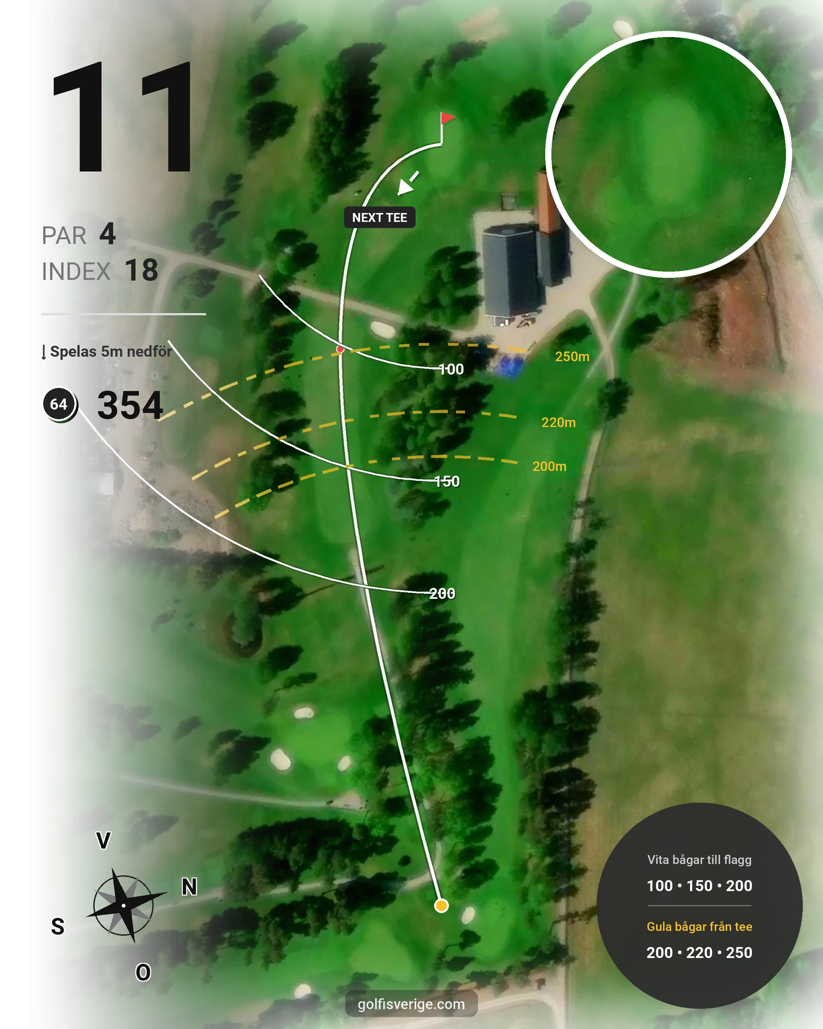 Banguide Tee 64 banan på Lannalodge Golfresort - Hål 11 karta