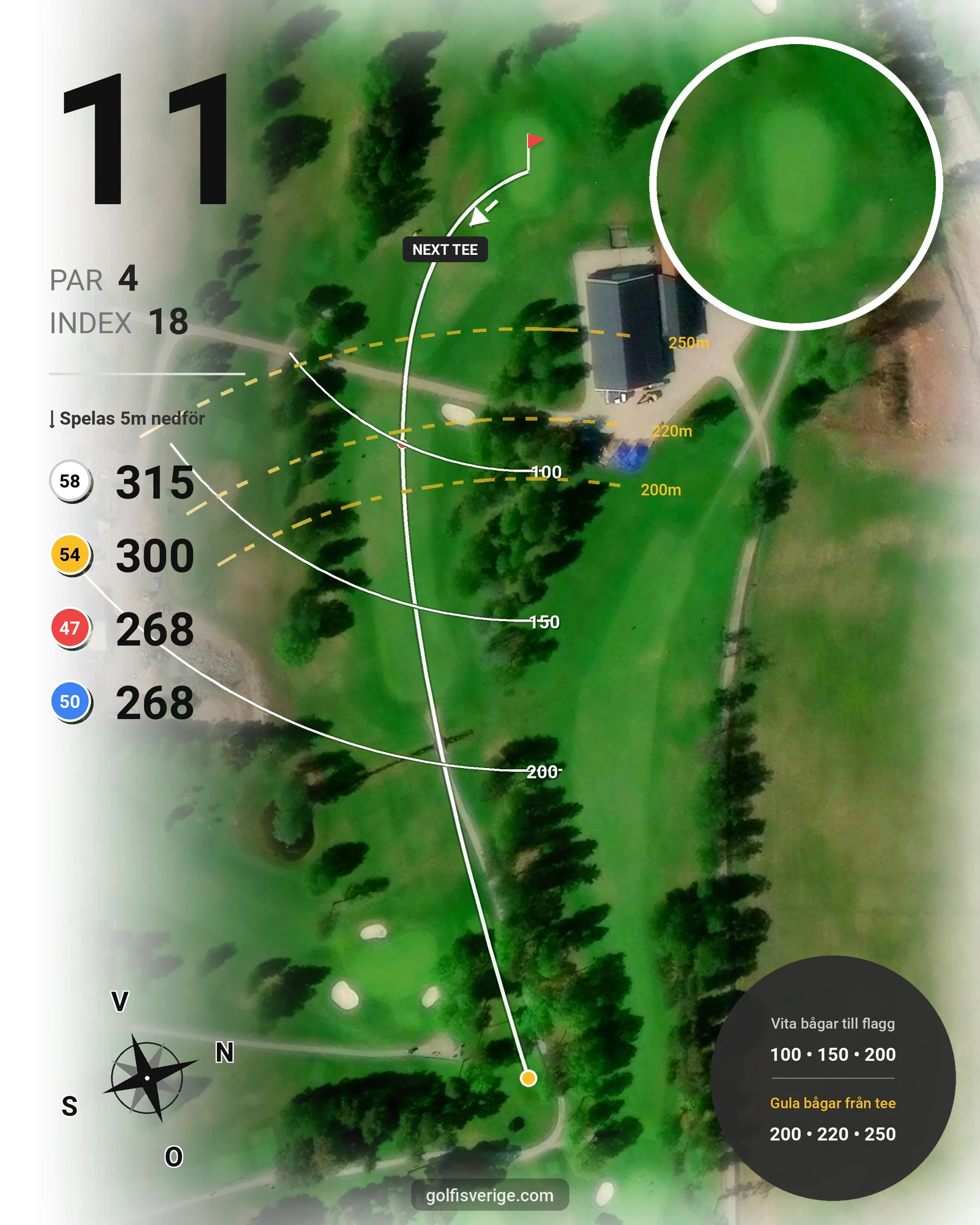 Banguide 18-hålsbanan på Lannalodge Golfresort - Hål 11 karta