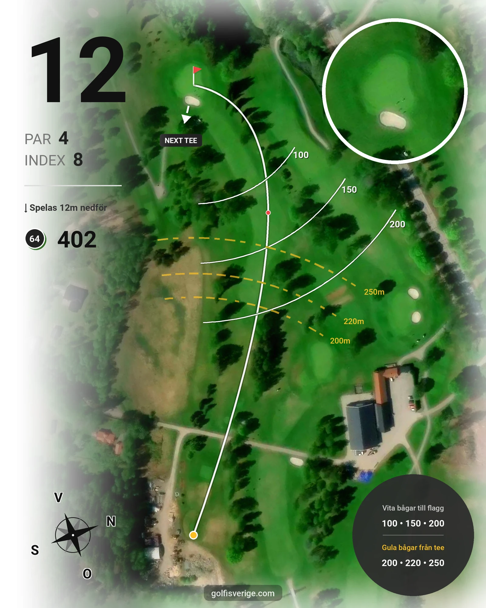 Banguide Tee 64 banan på Lannalodge Golfresort - Hål 12 karta