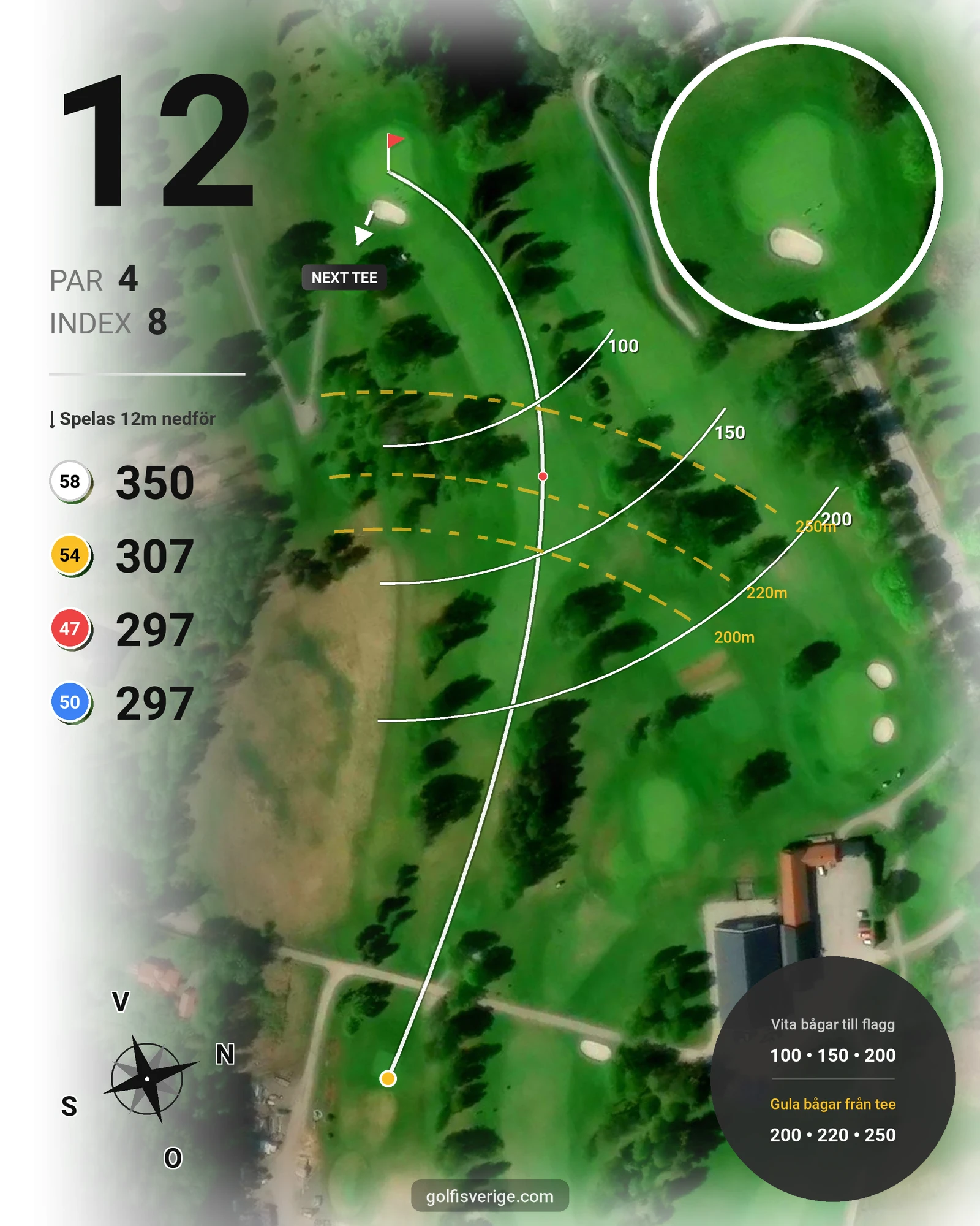 Banguide 18-hålsbanan på Lannalodge Golfresort - Hål 12 karta
