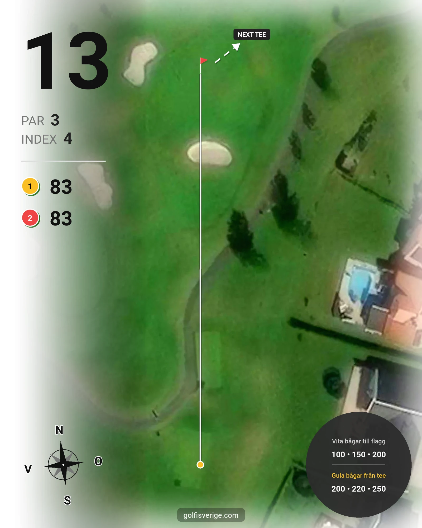 Banguide Par 3 banan på Lannalodge Golfresort - Hål 13 karta