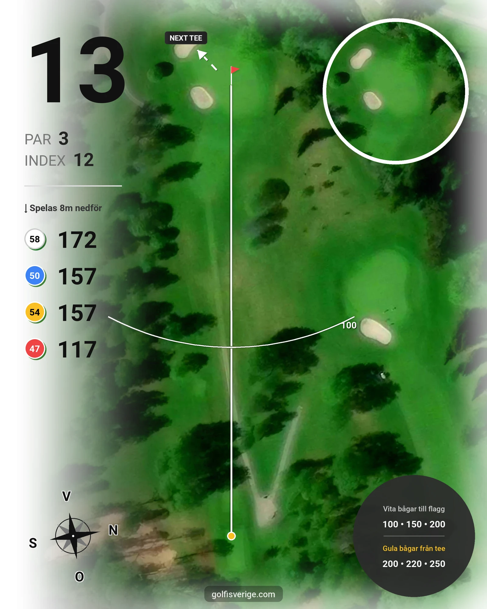 Banguide 18-hålsbanan på Lannalodge Golfresort - Hål 13 karta