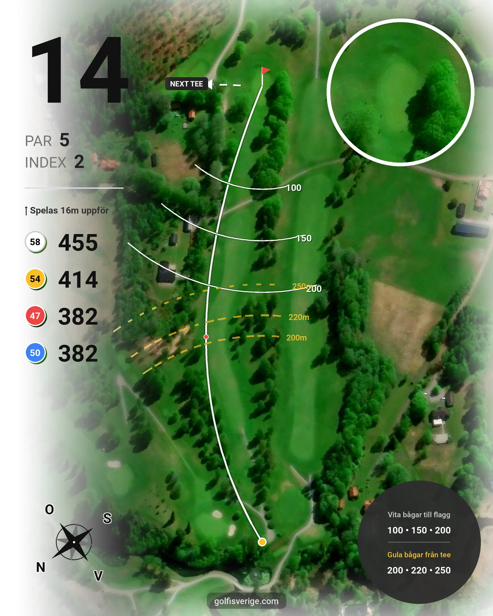 Banguide 18-hålsbanan på Lannalodge Golfresort - Hål 14 karta