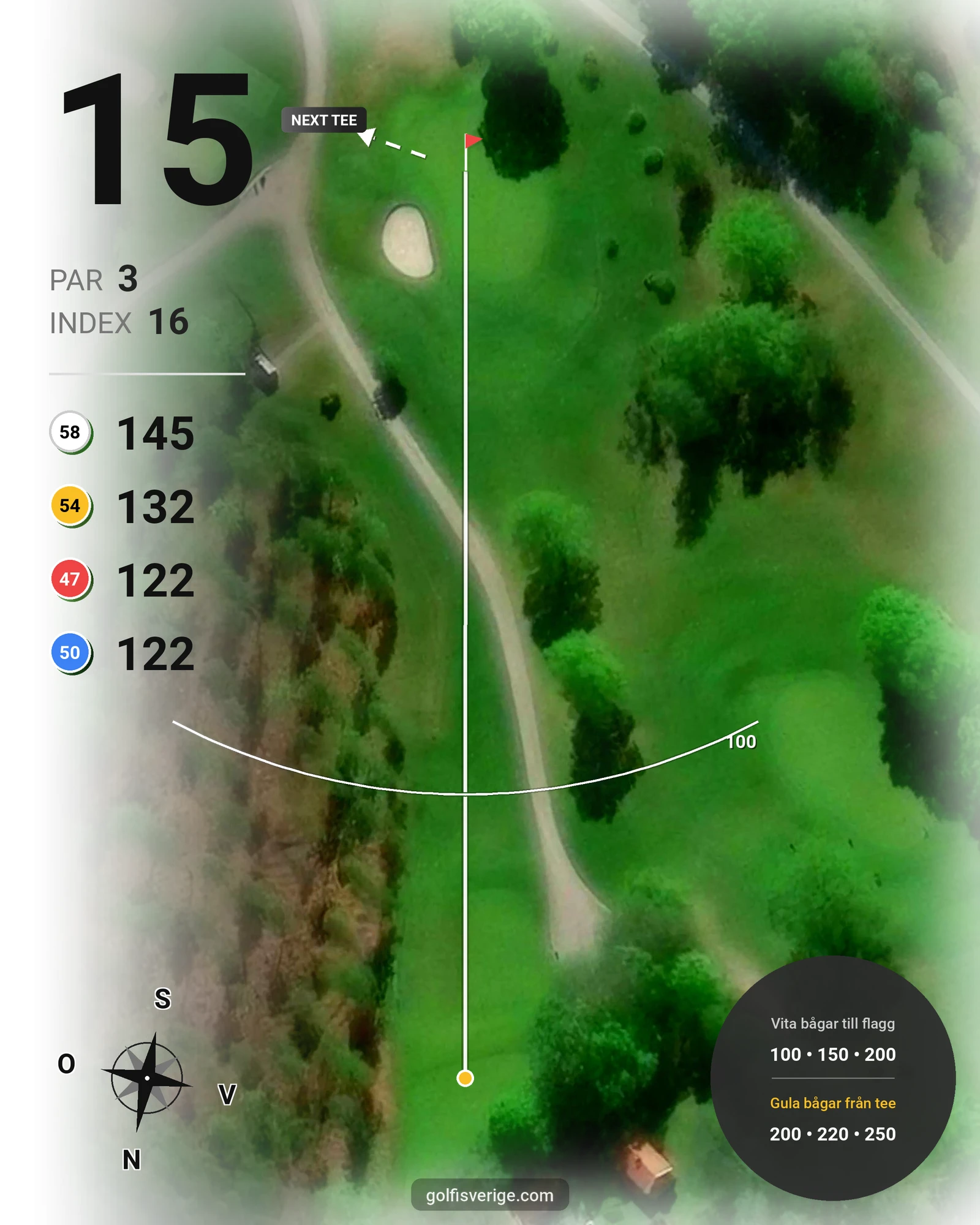 Banguide 18-hålsbanan på Lannalodge Golfresort - Hål 15 karta