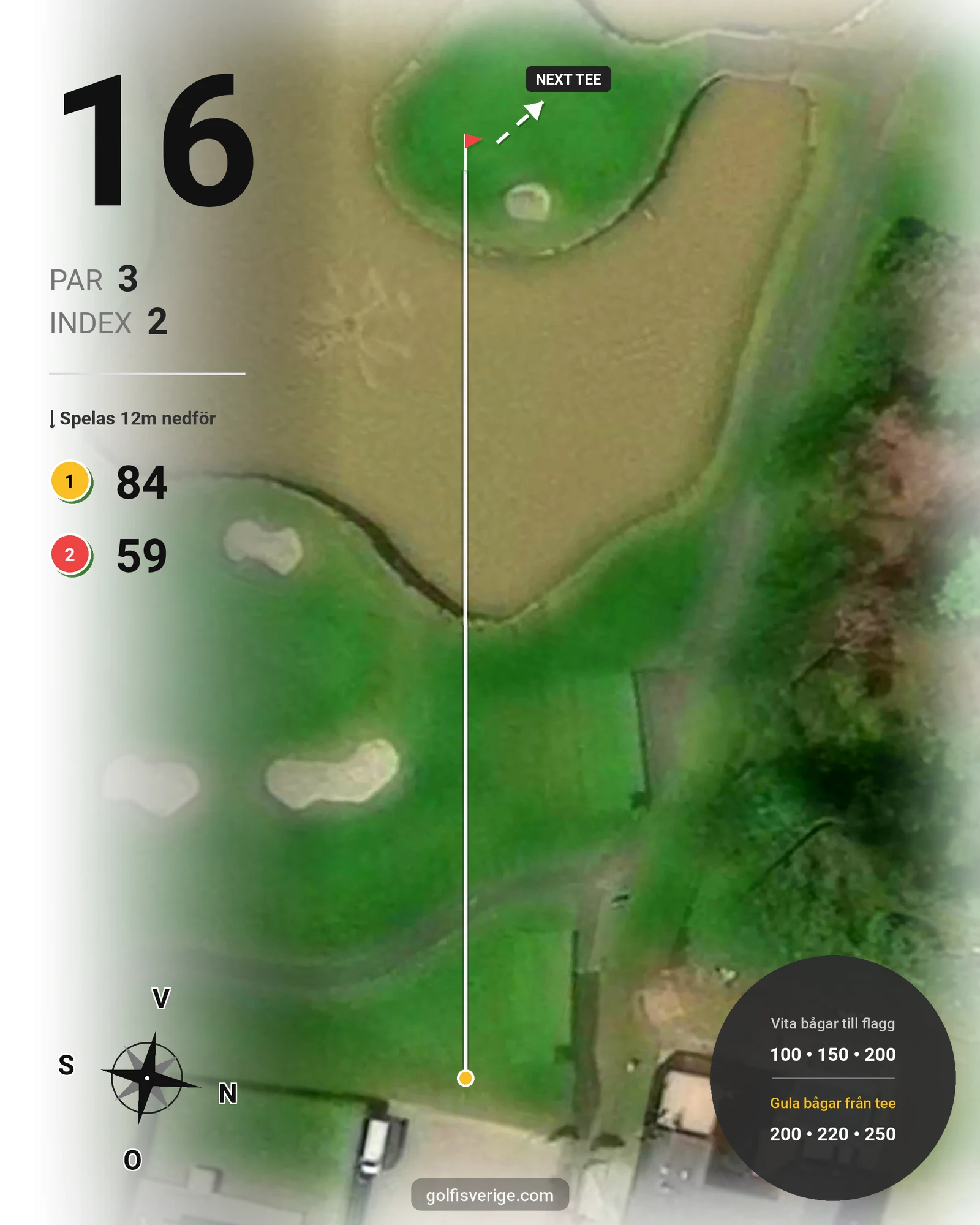 Banguide Par 3 banan på Lannalodge Golfresort - Hål 16 karta