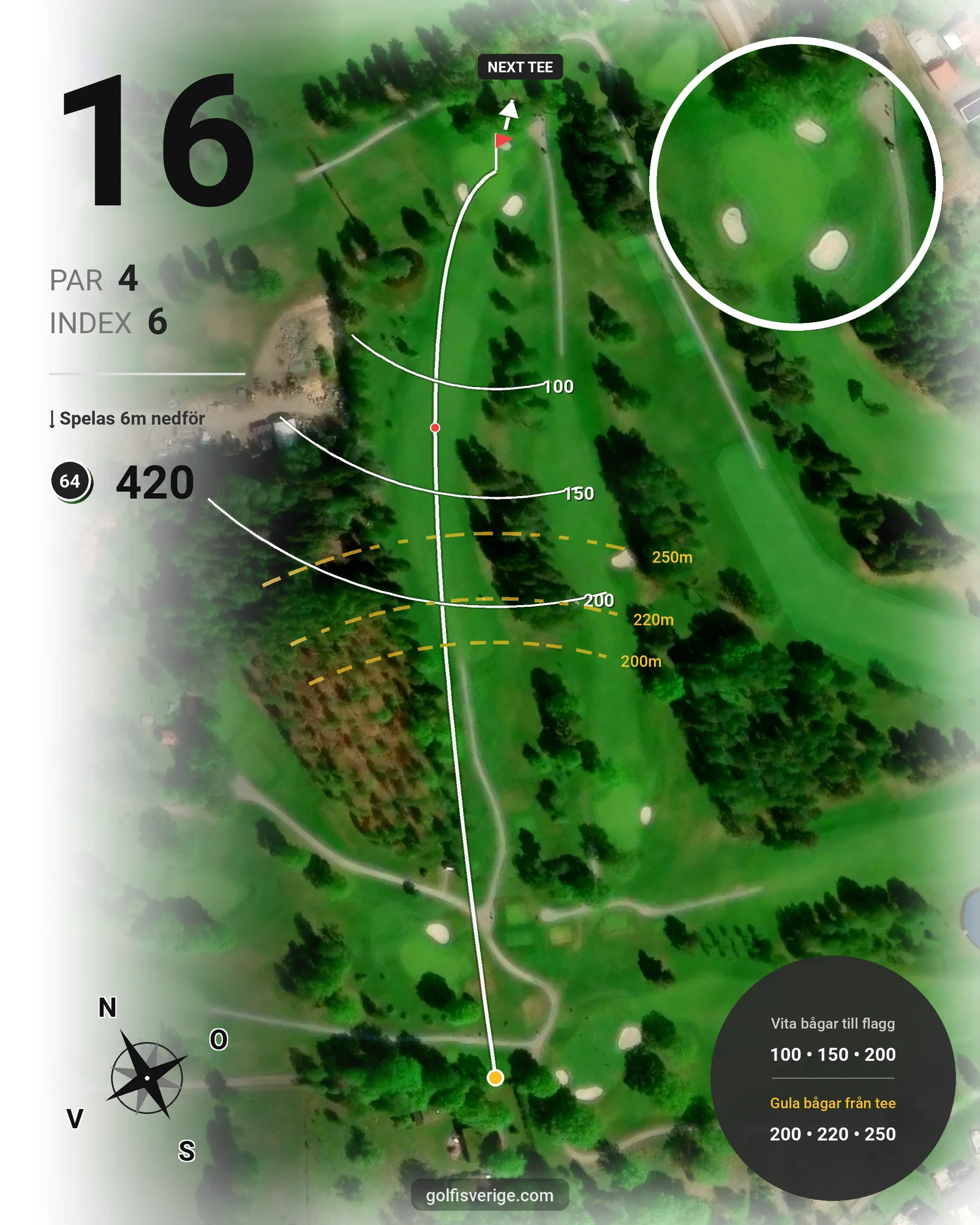 Banguide Tee 64 banan på Lannalodge Golfresort - Hål 16 karta
