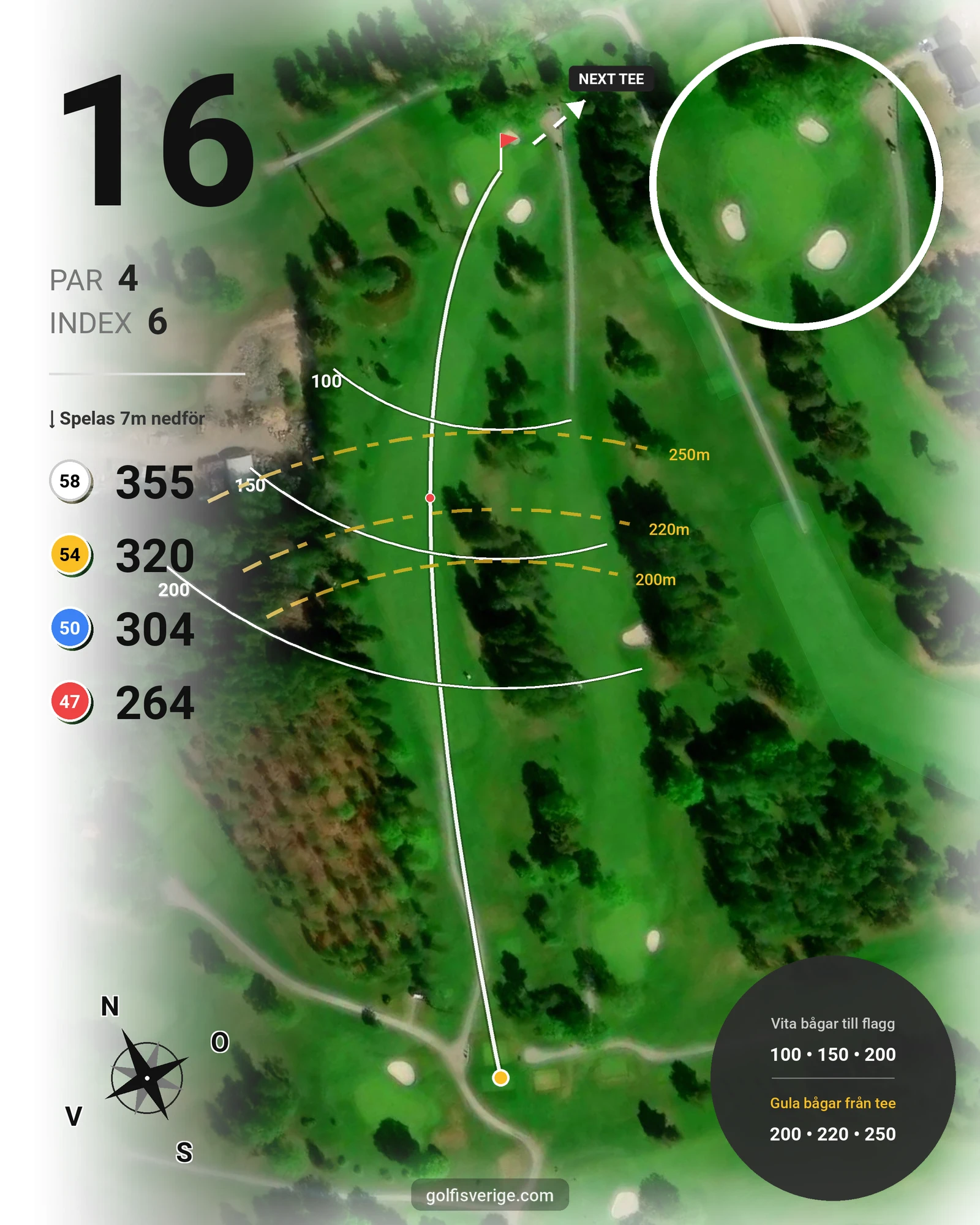 Banguide 18-hålsbanan på Lannalodge Golfresort - Hål 16 karta