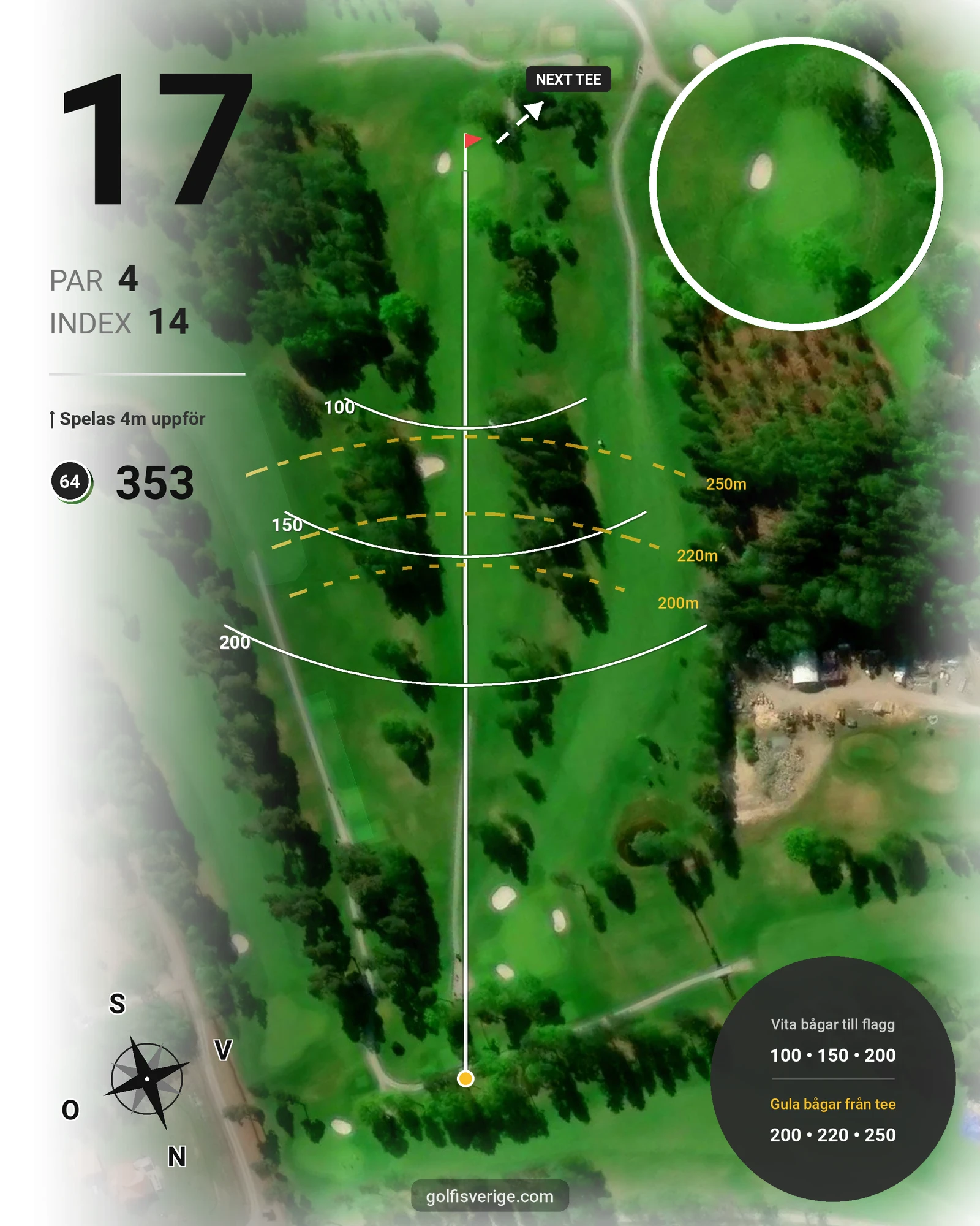 Banguide Tee 64 banan på Lannalodge Golfresort - Hål 17 karta