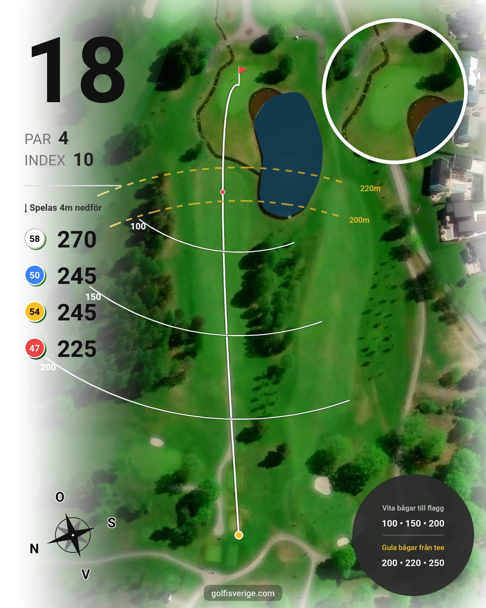 Banguide 18-hålsbanan på Lannalodge Golfresort - Hål 18 karta