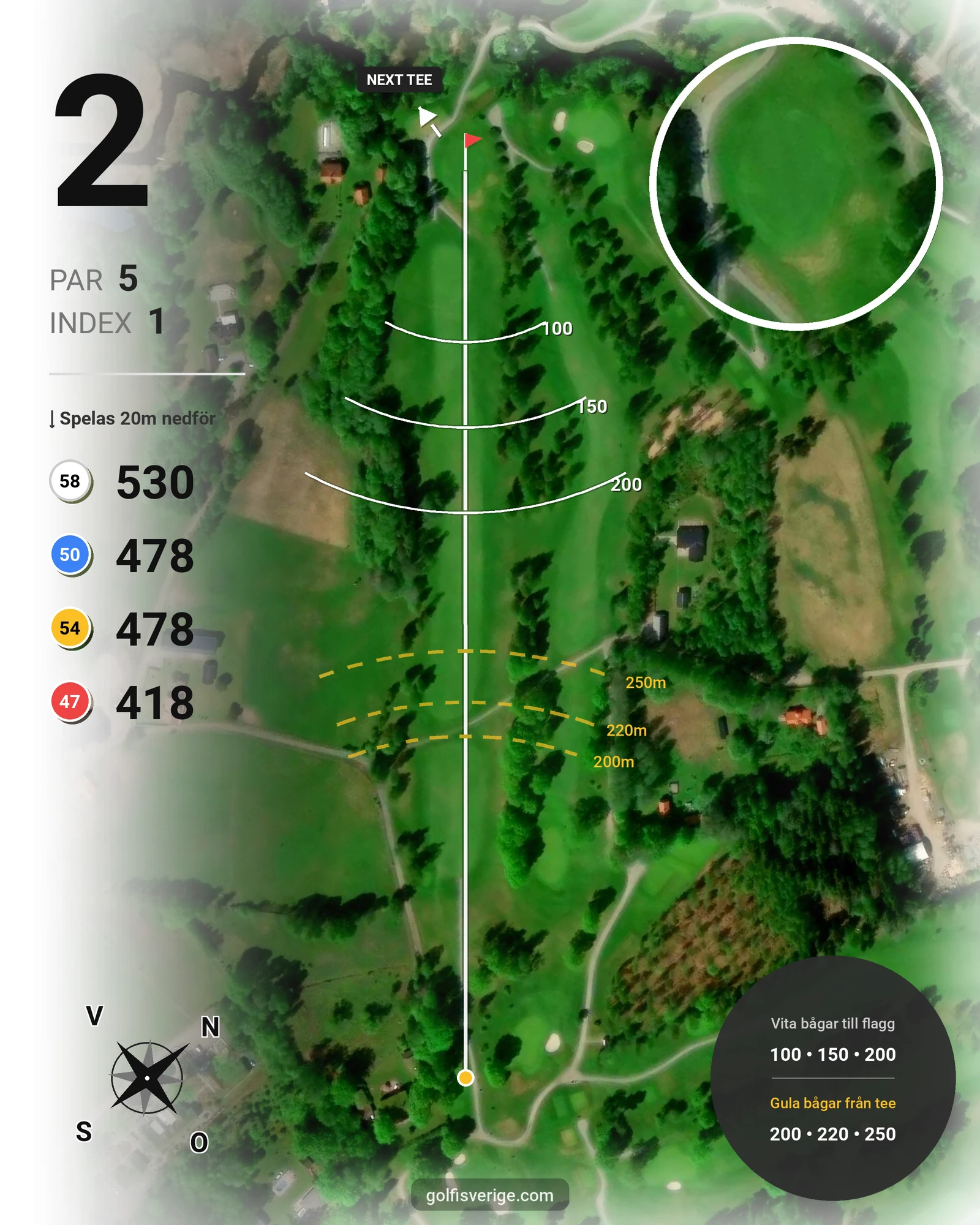 Banguide 18-hålsbanan på Lannalodge Golfresort - Hål 2 karta