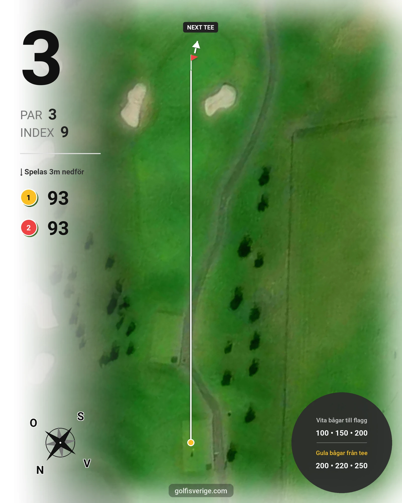 Banguide Par 3 banan på Lannalodge Golfresort - Hål 3 karta