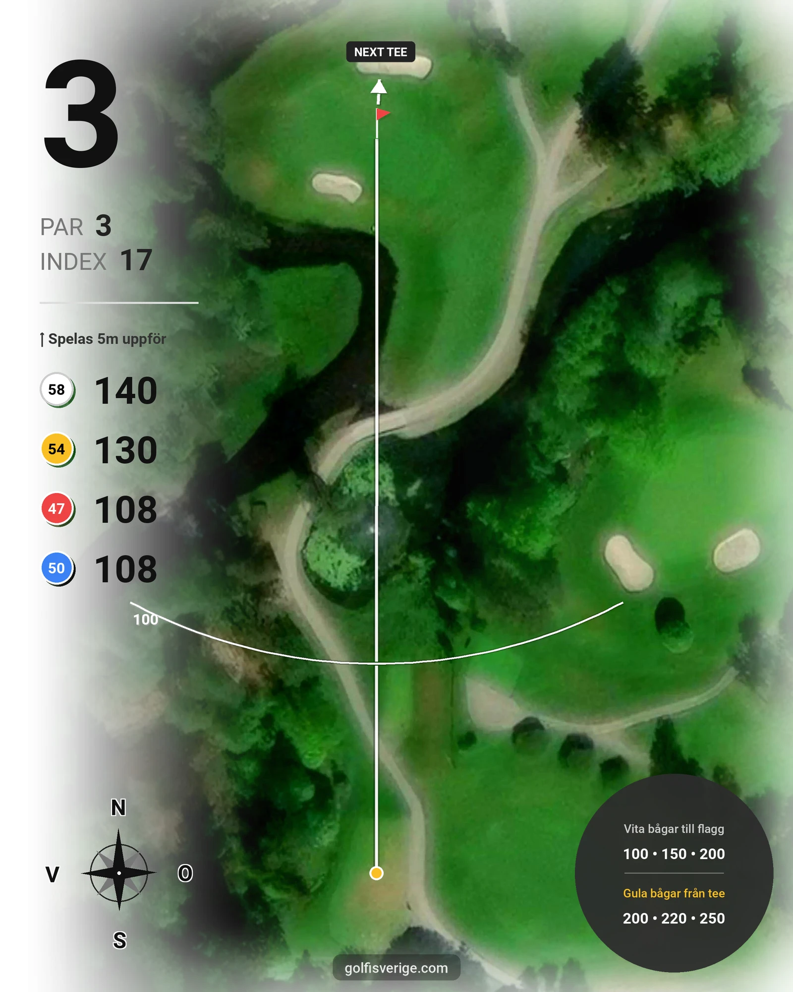 Banguide 18-hålsbanan på Lannalodge Golfresort - Hål 3 karta