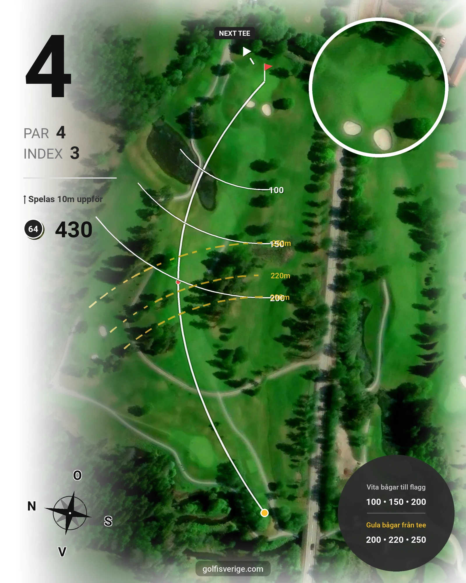 Banguide Tee 64 banan på Lannalodge Golfresort - Hål 4 karta