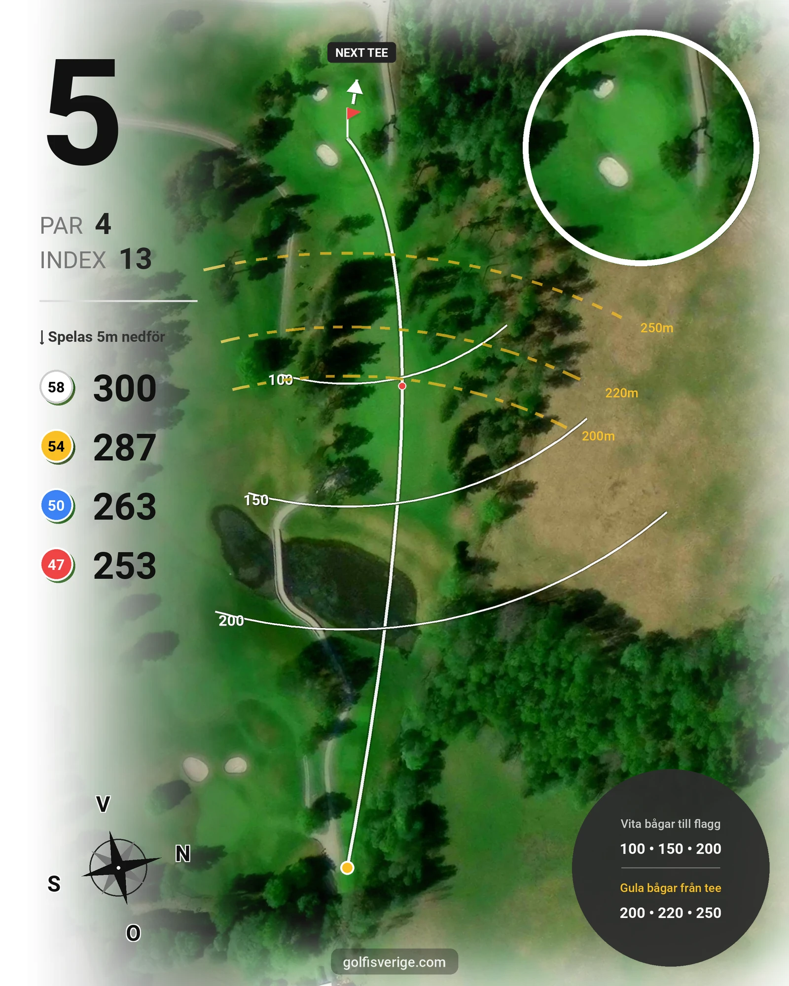 Banguide 18-hålsbanan på Lannalodge Golfresort - Hål 5 karta