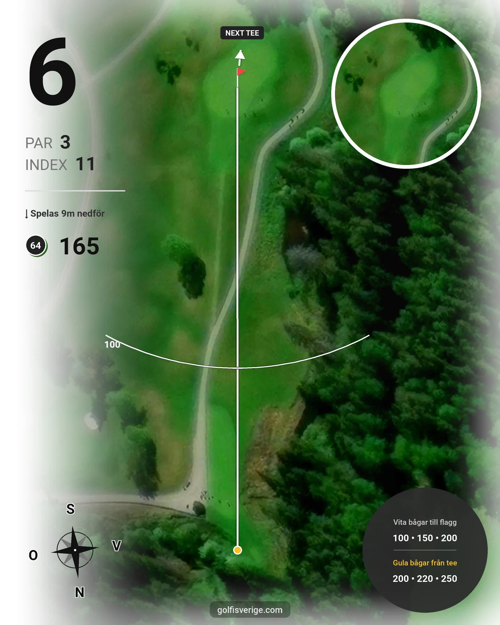 Banguide Tee 64 banan på Lannalodge Golfresort - Hål 6 karta