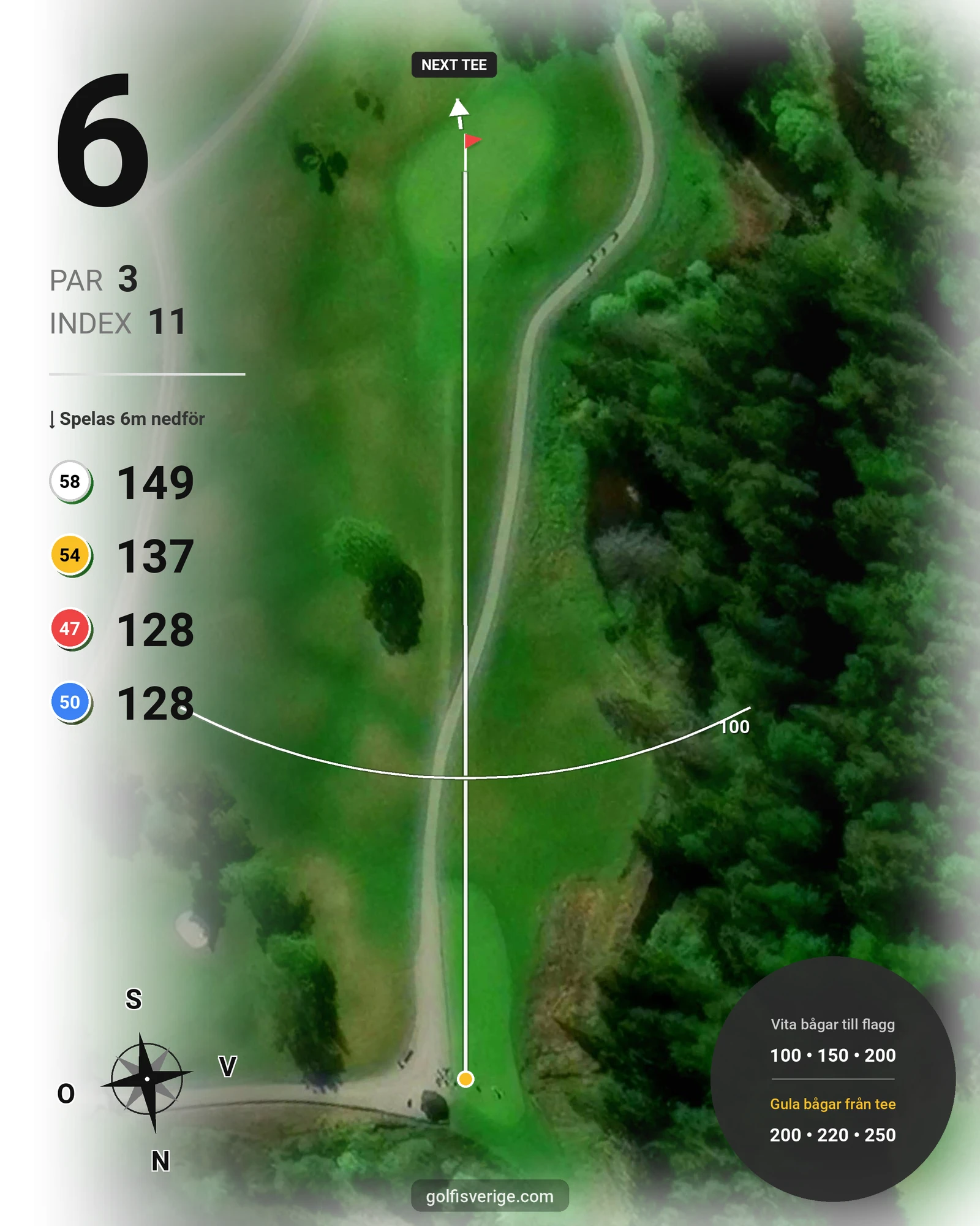 Banguide 18-hålsbanan på Lannalodge Golfresort - Hål 6 karta
