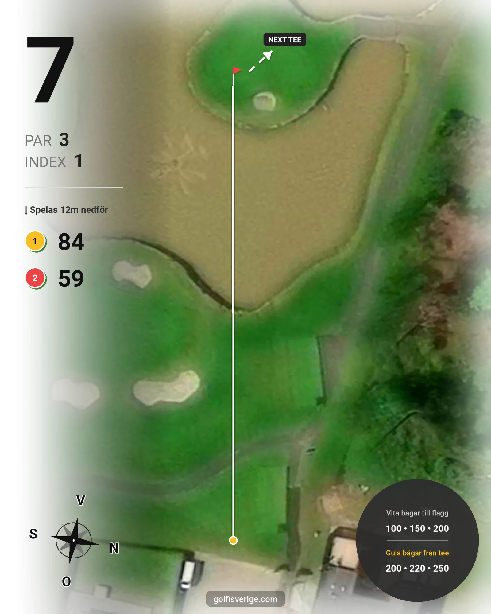 Banguide Par 3 banan på Lannalodge Golfresort - Hål 7 karta