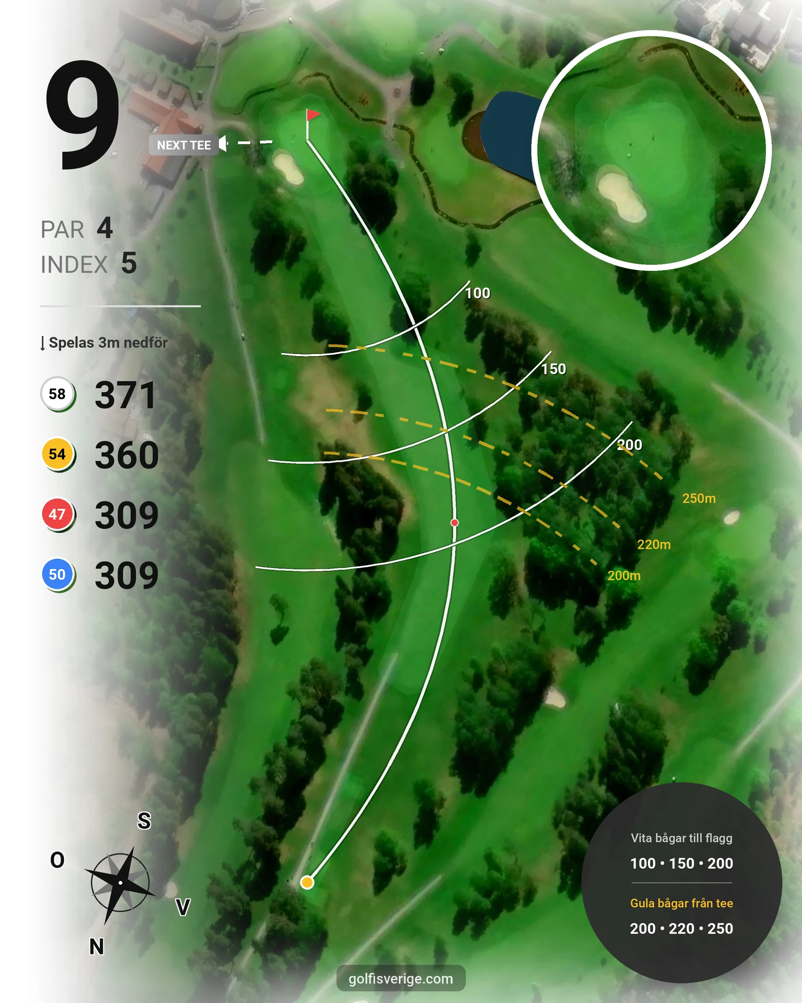 Banguide 18-hålsbanan på Lannalodge Golfresort - Hål 9 karta