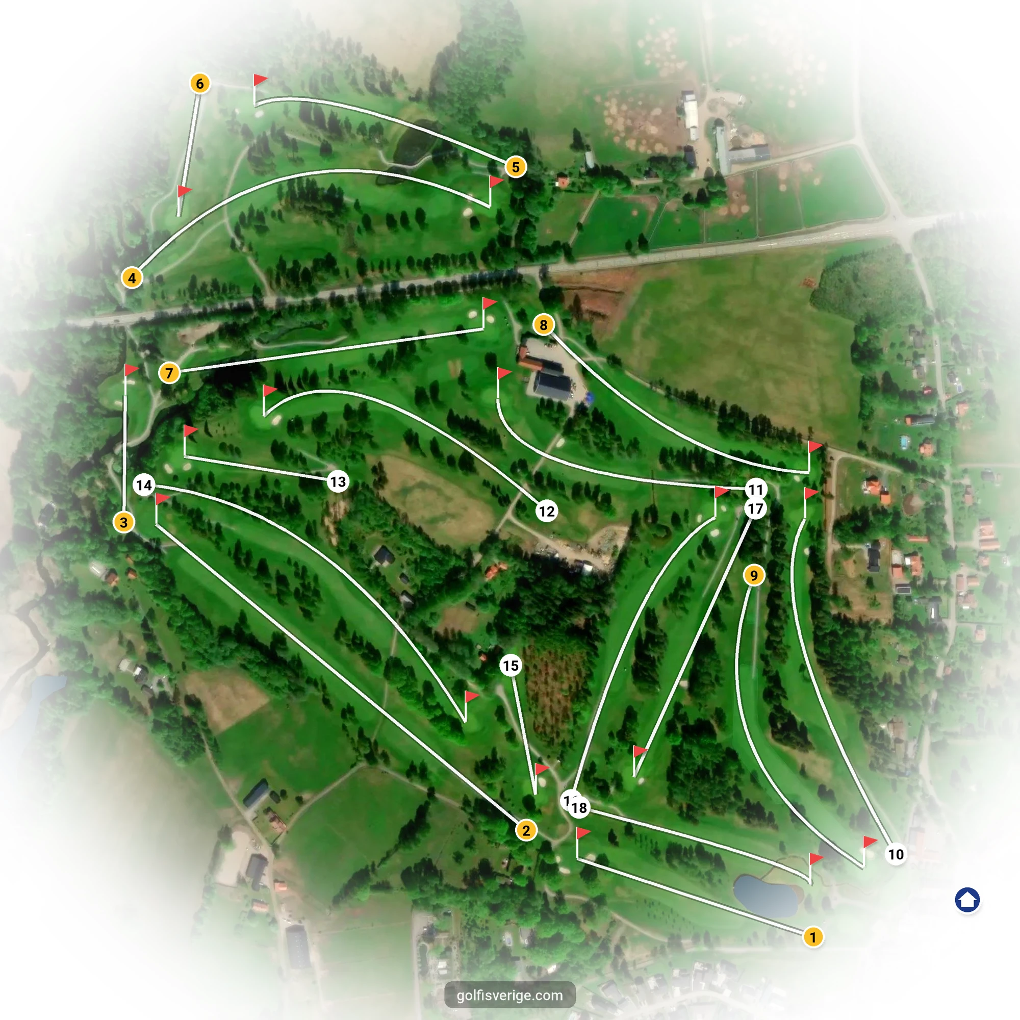 Banguide för 18-hålsbanan på Lannalodge Golfresort