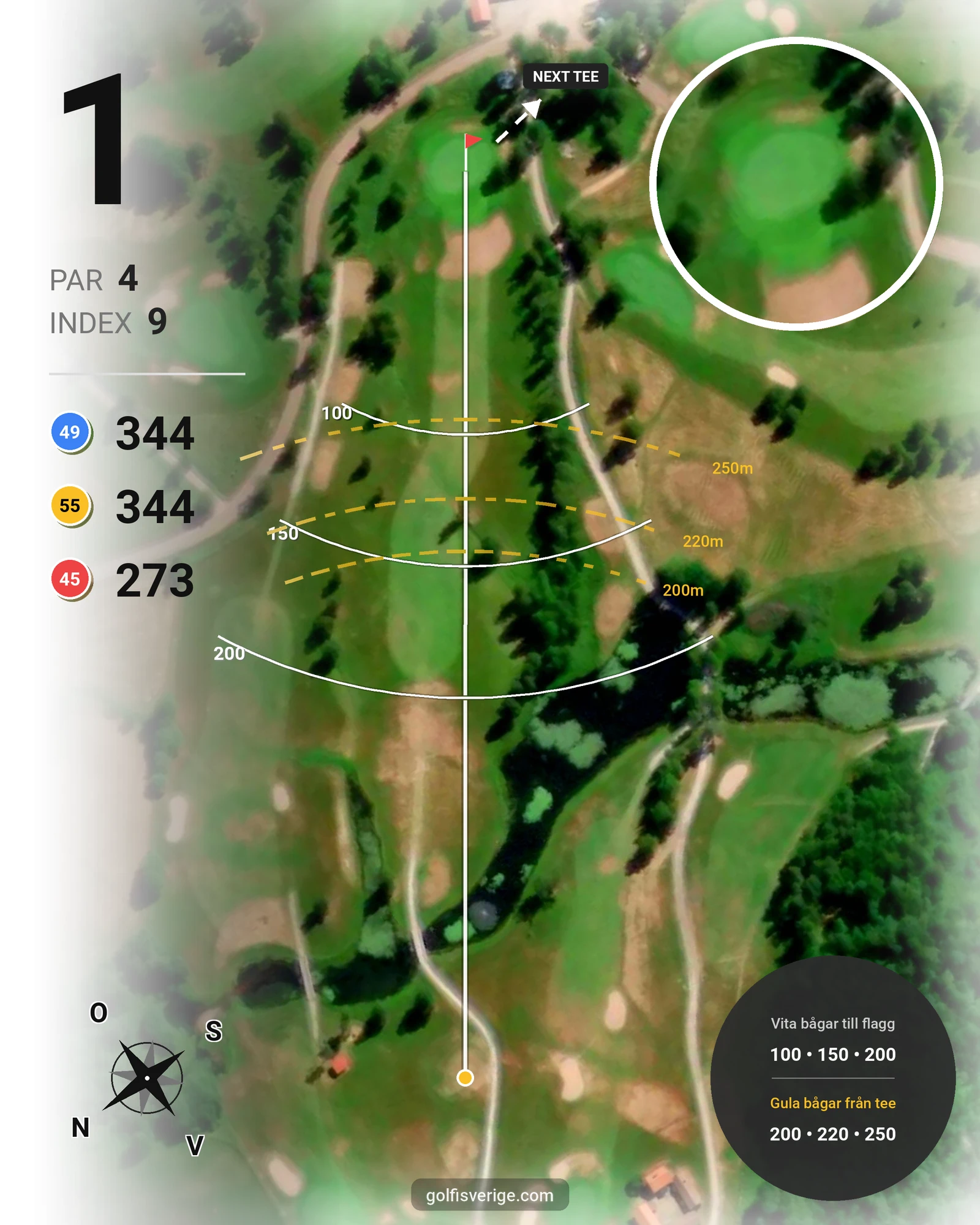 Banguide Leksands Golfbana på Leksands Golfklubb - Hål 1 karta