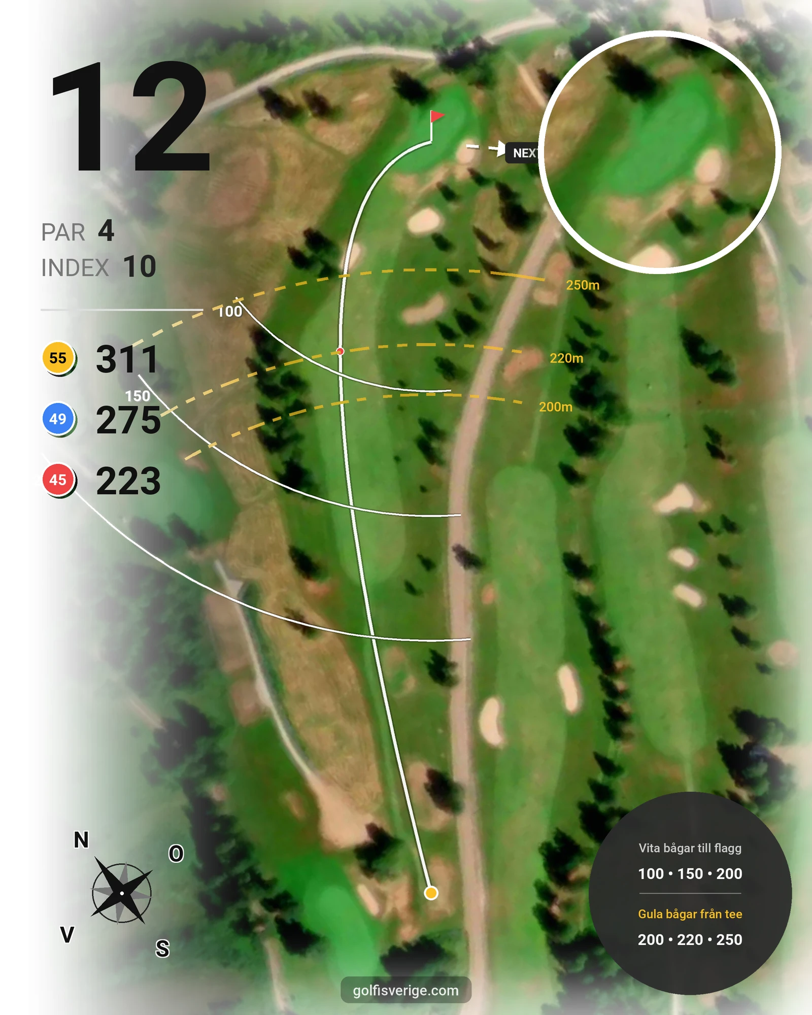 Banguide Leksands Golfbana på Leksands Golfklubb - Hål 12 karta