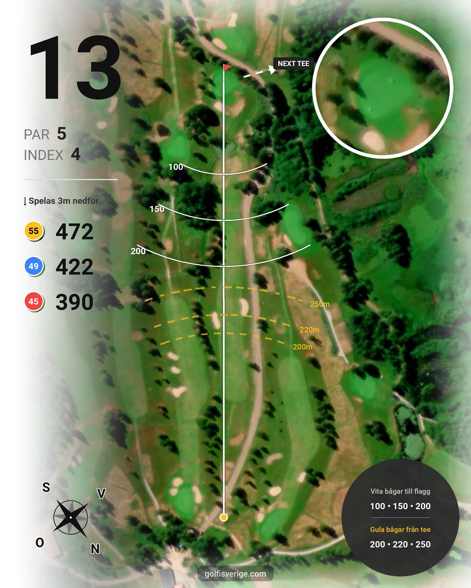 Banguide Leksands Golfbana på Leksands Golfklubb - Hål 13 karta