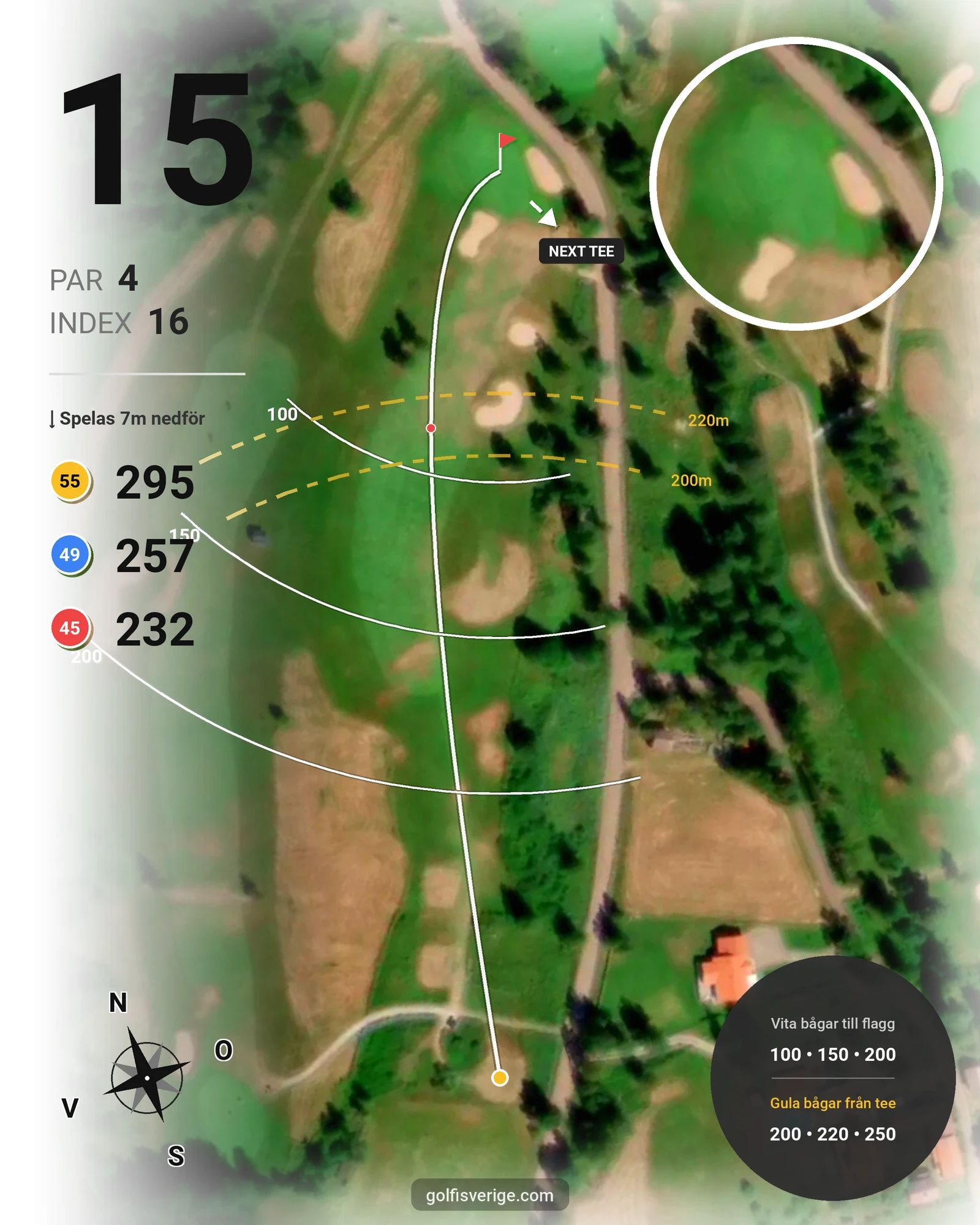 Banguide Leksands Golfbana på Leksands Golfklubb - Hål 15 karta