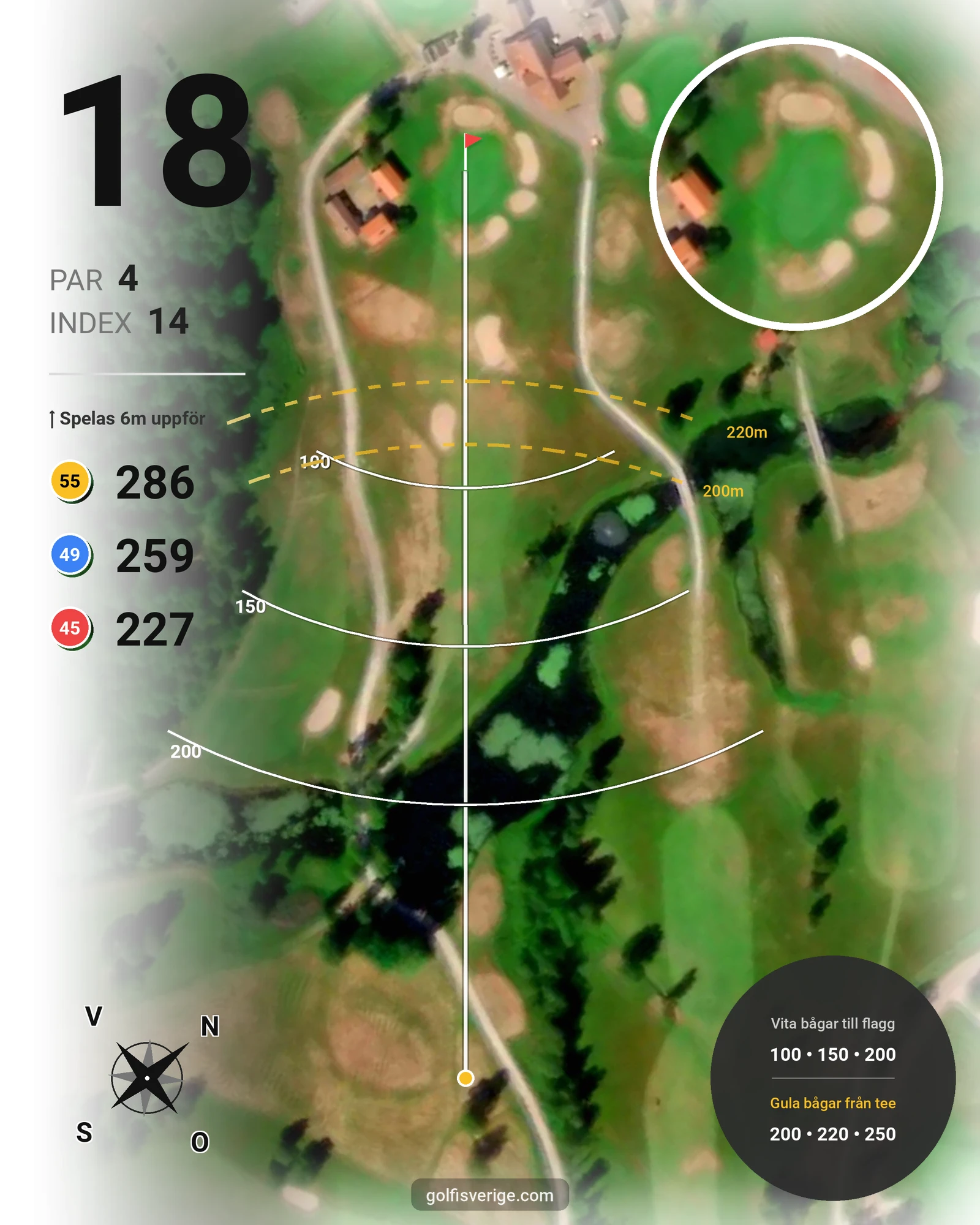 Banguide Leksands Golfbana på Leksands Golfklubb - Hål 18 karta
