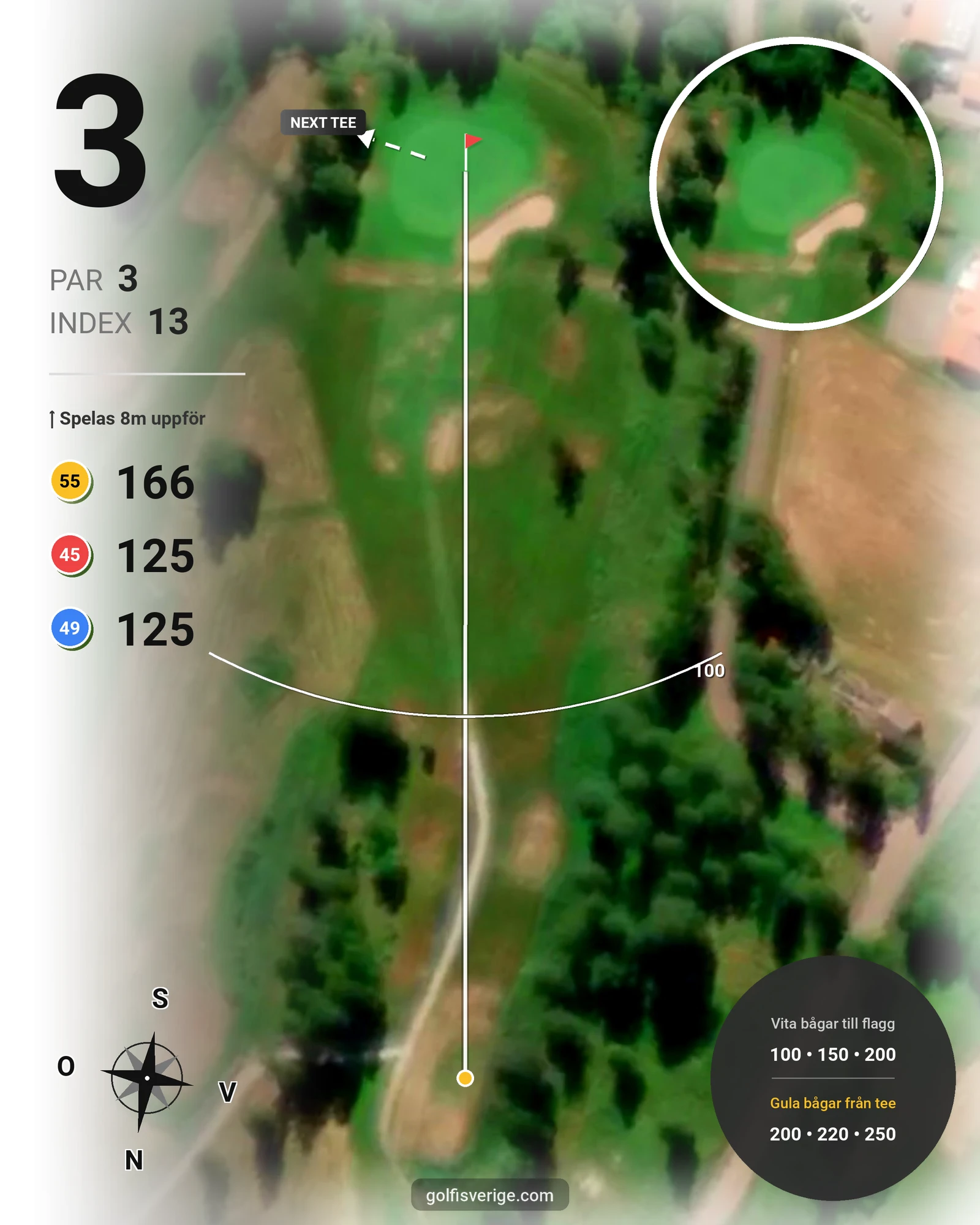 Banguide Leksands Golfbana på Leksands Golfklubb - Hål 3 karta