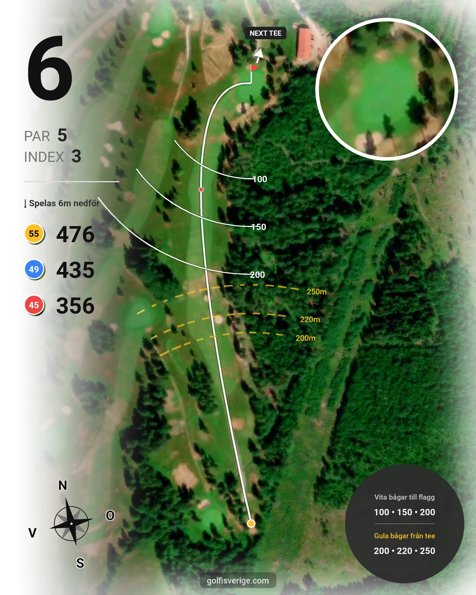 Banguide Leksands Golfbana på Leksands Golfklubb - Hål 6 karta